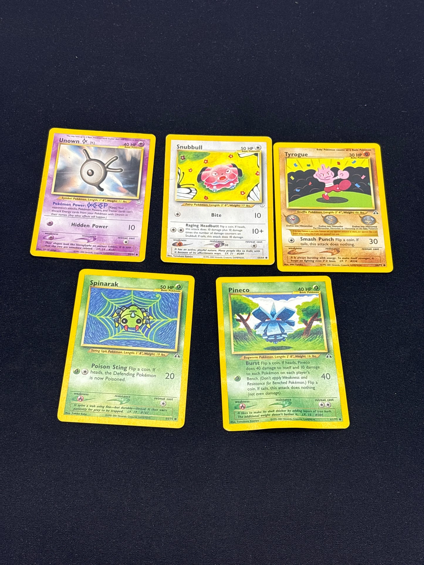 Auction Lot 129: Pokemon Cards Neo Era Lot of 5 Non Holos Conditions Vary