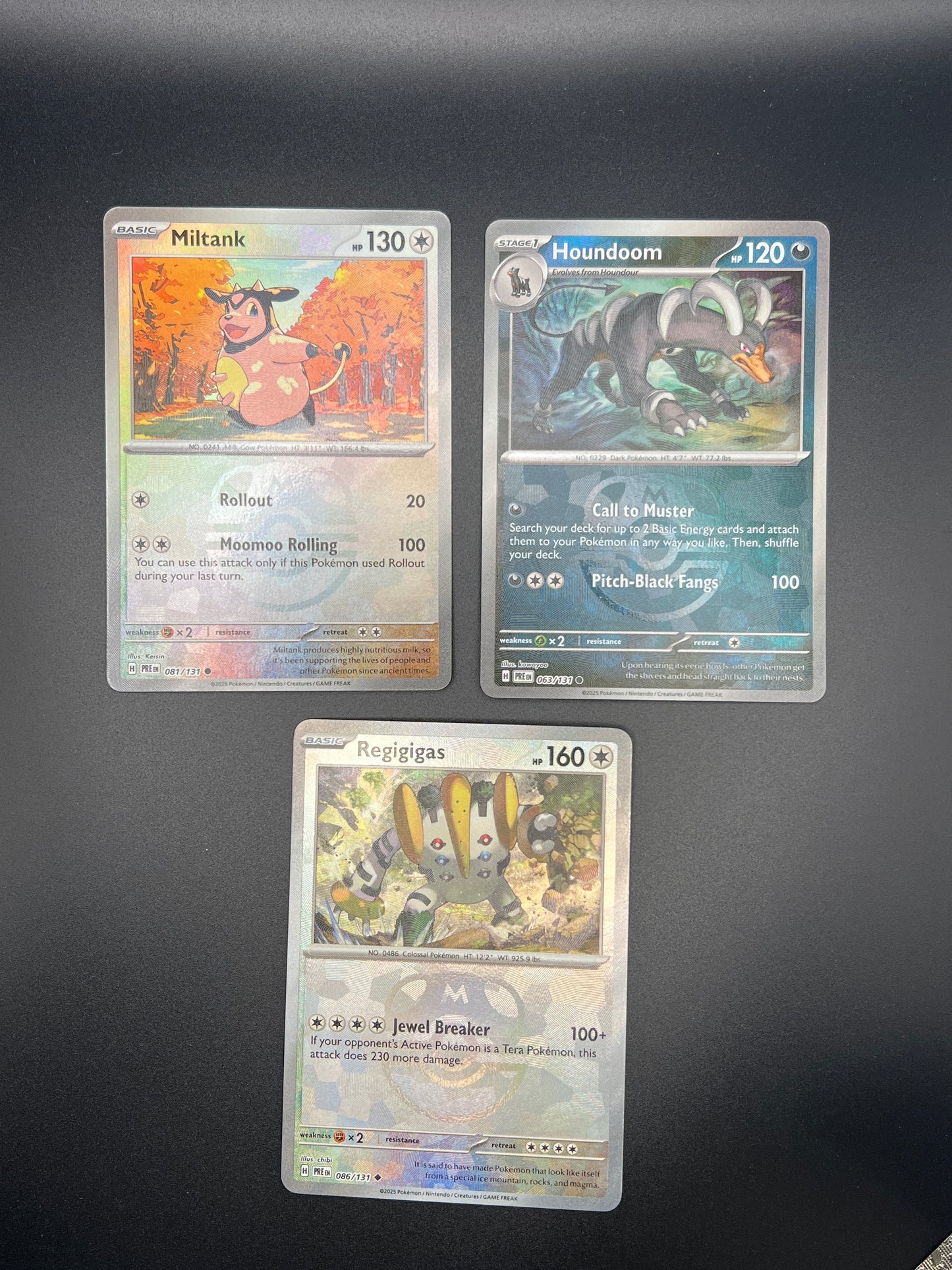 Auction Lot 397: Pokemon Cards Assorted Lot of 3 Prismatic Evolutions Masterball Holos Condition Vary