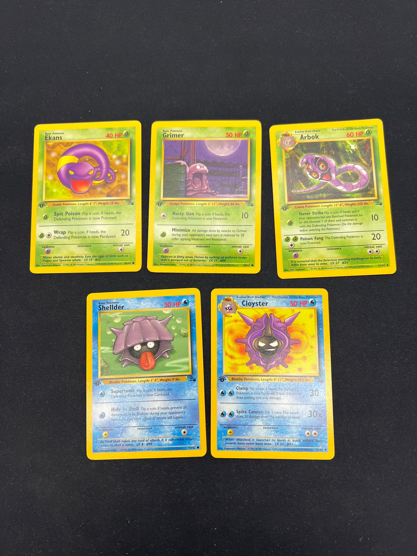Auction Lot 89: Pokemon Cards 1st Edition Fossil Lot of 5 Common Uncommons Conditions Vary