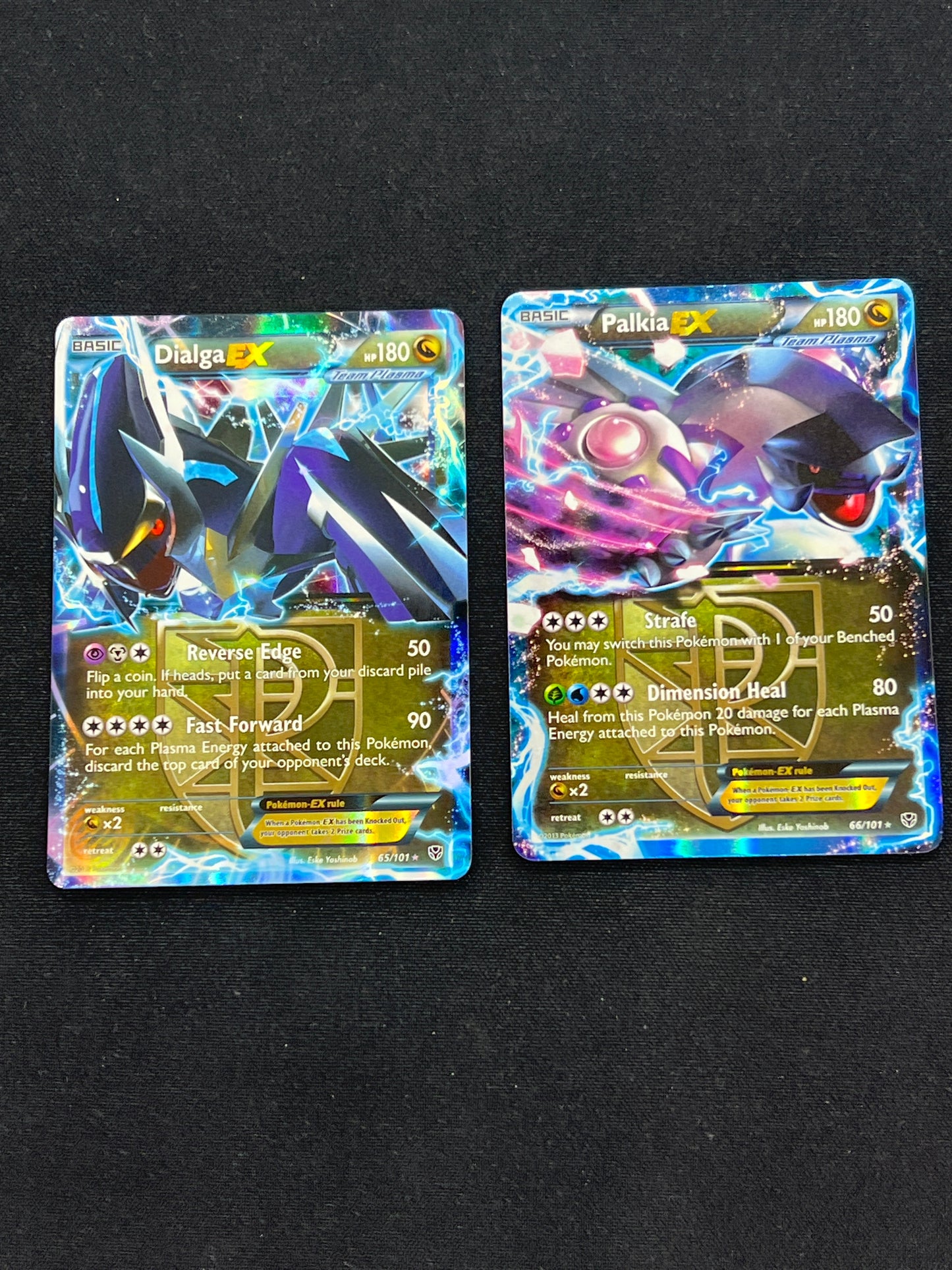 Auction Lot 28: Pokemon Cards Dialga EX & Palkia EX BW Plasma Blast Conditions Vary