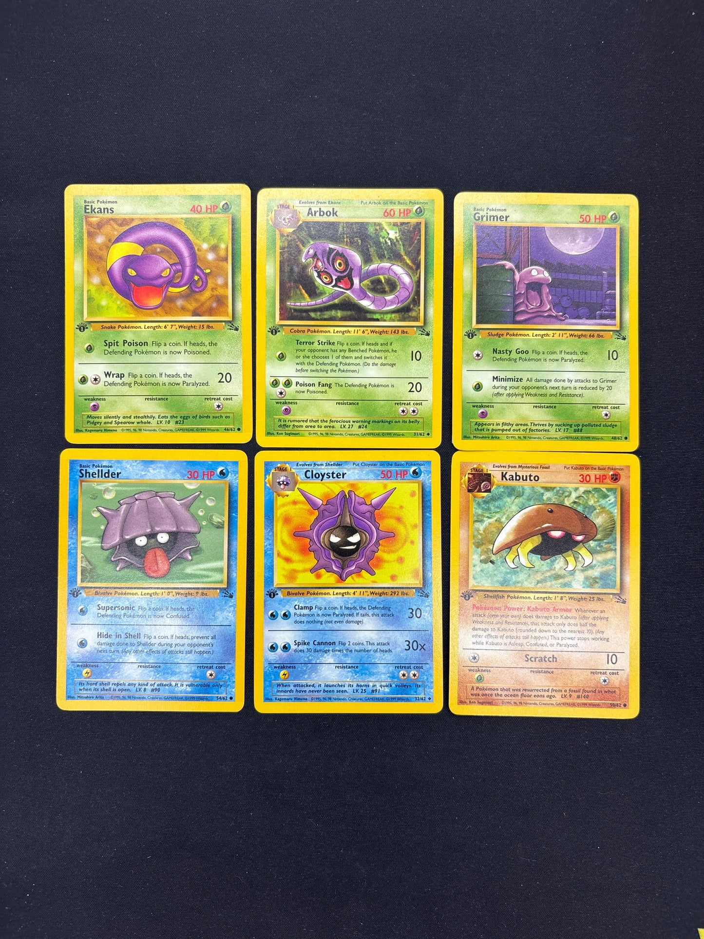 Auction Lot 118: Pokemon Cards Lot of 6 Assorted 1st Editions Fossil Conditions Vary