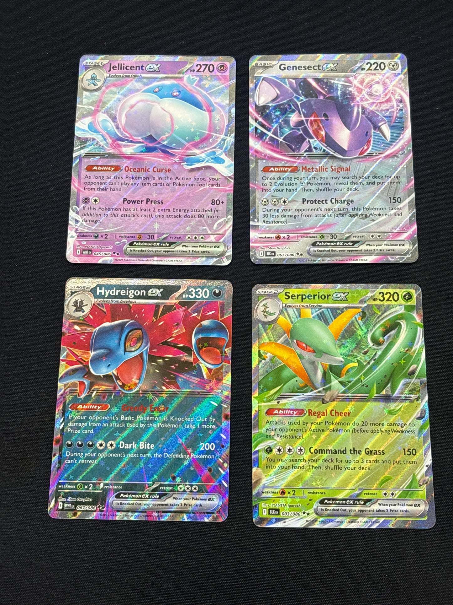 Auction Lot 295: Pokemon Cards Lot of 4 SV Black Bolt White Flare EX Double Rares Conditions Vary