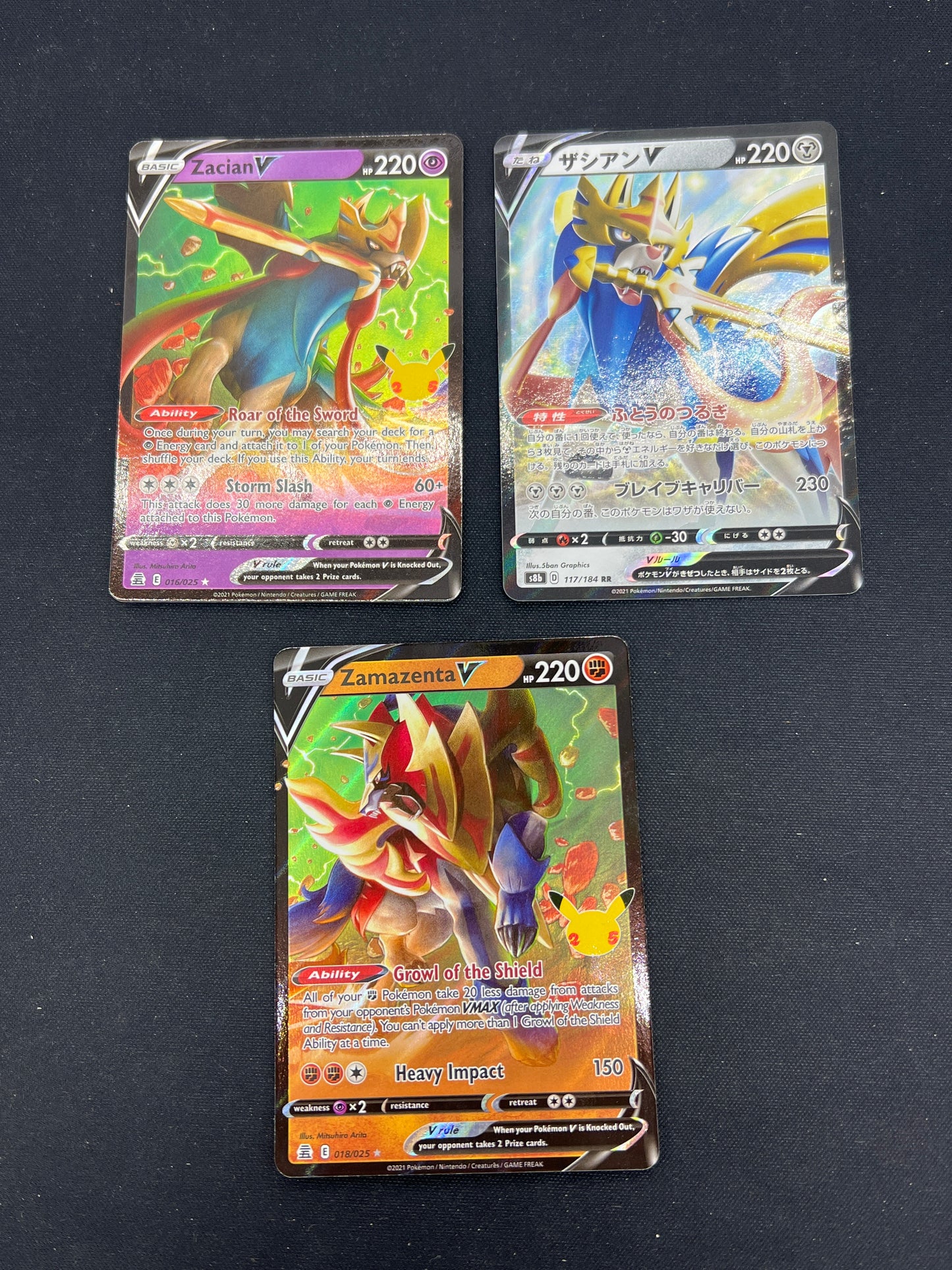 Auction Lot 188: Pokemon Cards Lot of 3 Zacian & Zamazenta V Ultra Rares SWSH Conditions Vary