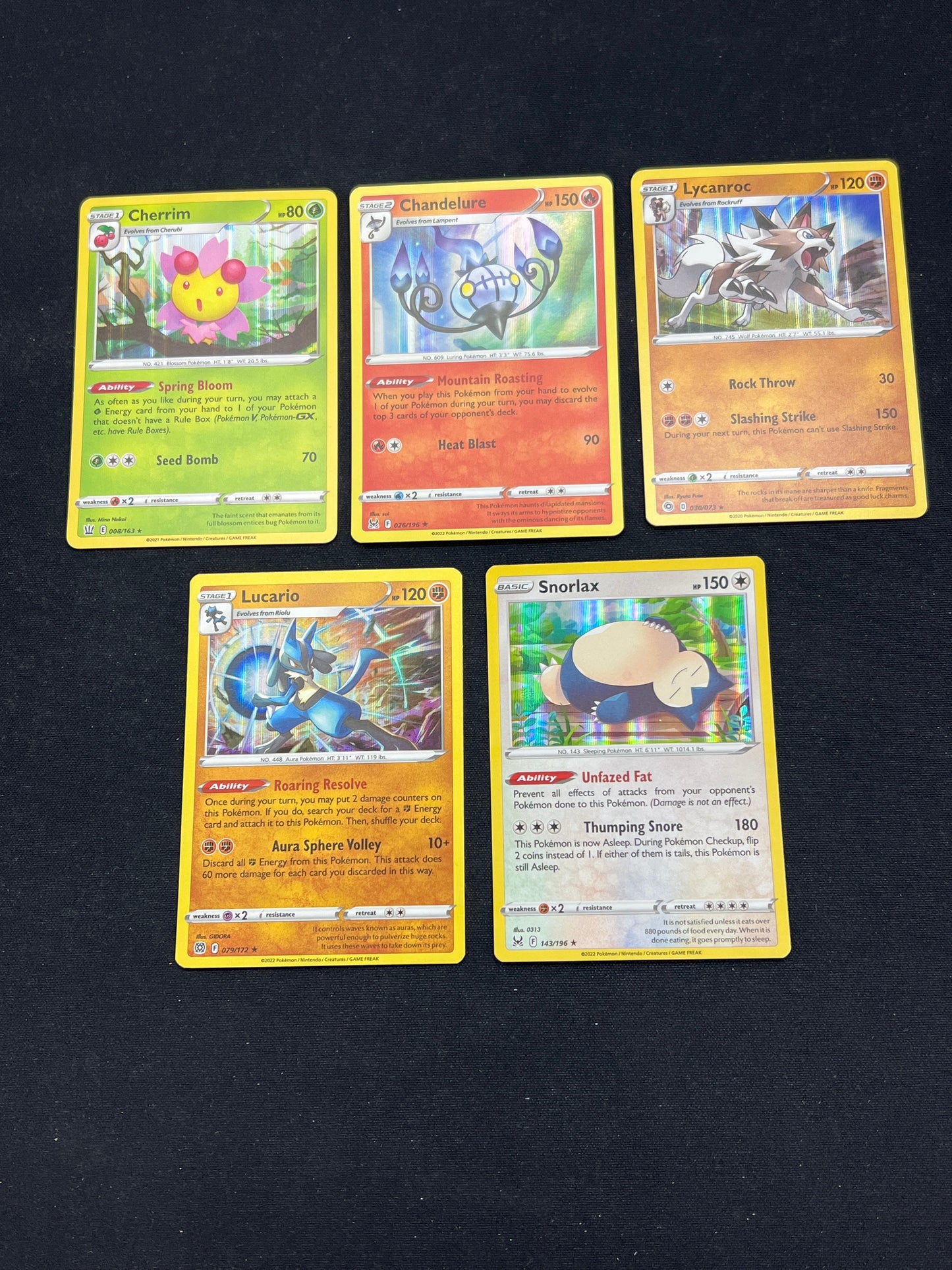 Auction Lot 160: Pokemon Cards Lot of 5 Assorted SWSH Holos Conditions Vary