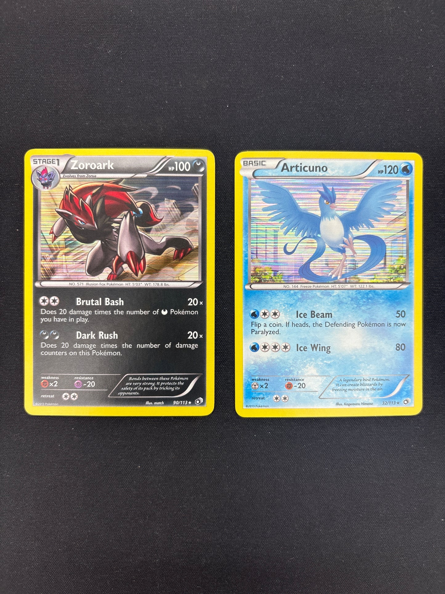Auction Lot 69: Pokemon Cards Lot of 2 Zoroark & Articuno Legendary Treasures Holo Conditions Vary