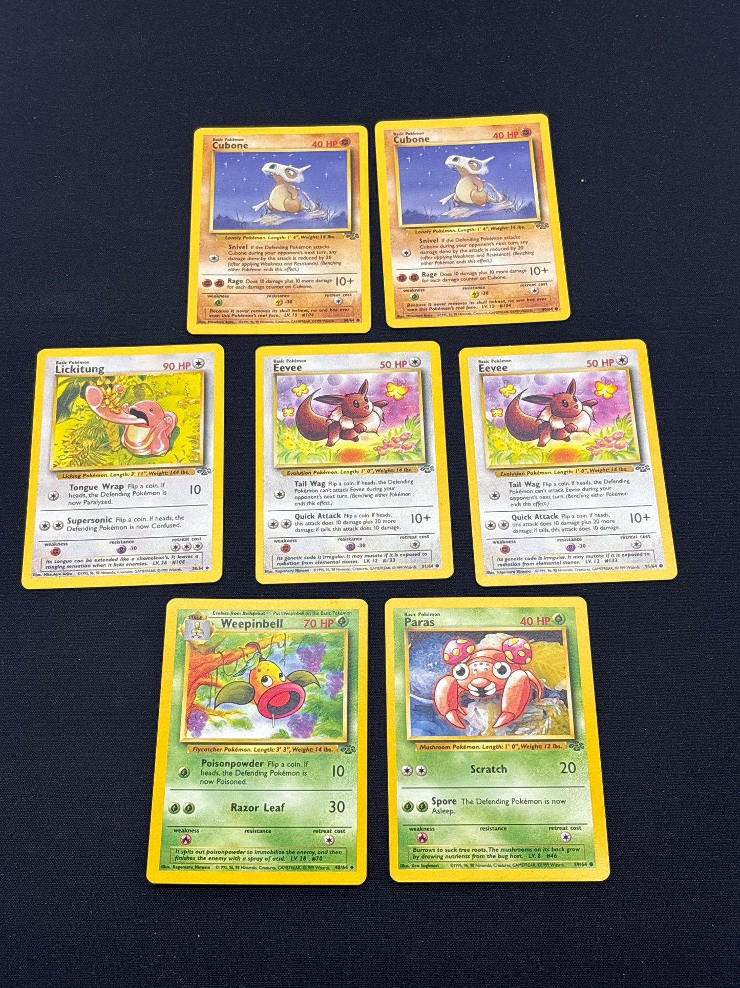 Auction Lot 89: Pokemon Cards Lot of 7 WOTC Jungle Commons Conditions Vary