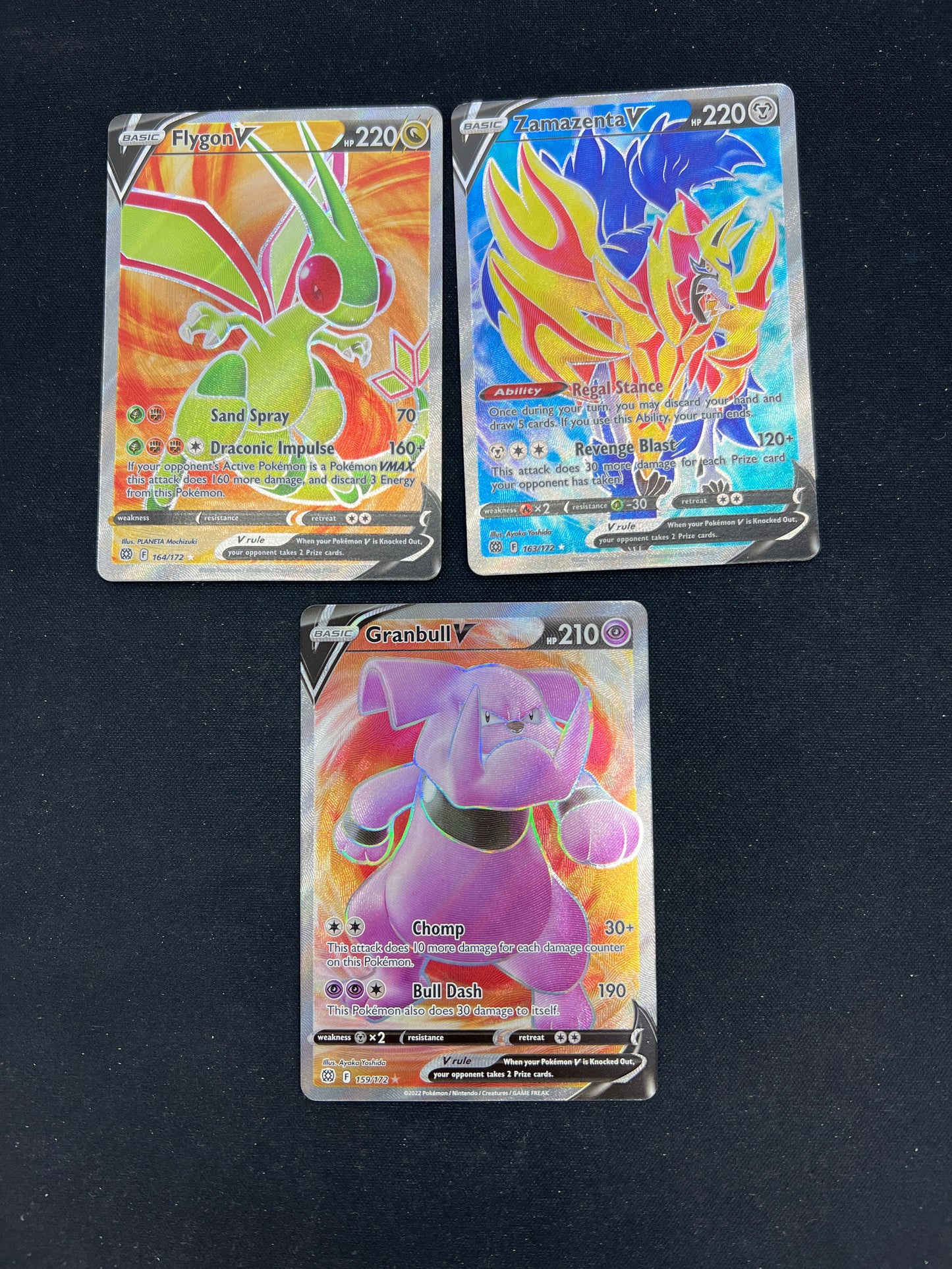 Auction Lot 256: Pokemon Cards Assorted Lot of 3 Full Art Ultra Rare V Conditions Vary