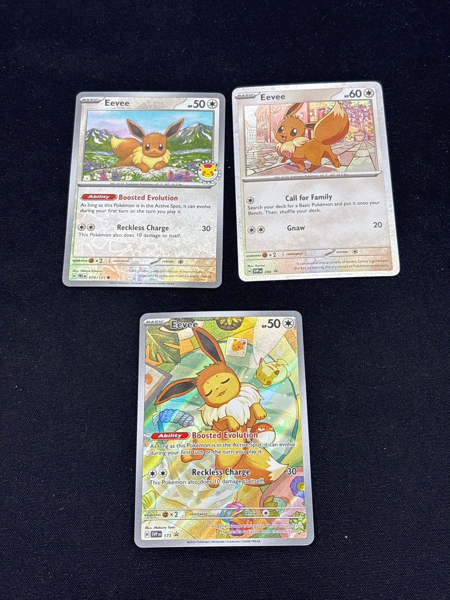 Auction Lot 83: Pokemon Cards Lot of 3 Eevee Pokemon Day Cosmo Holo Prismatic Evolutions ETB Promos Conditions Vary