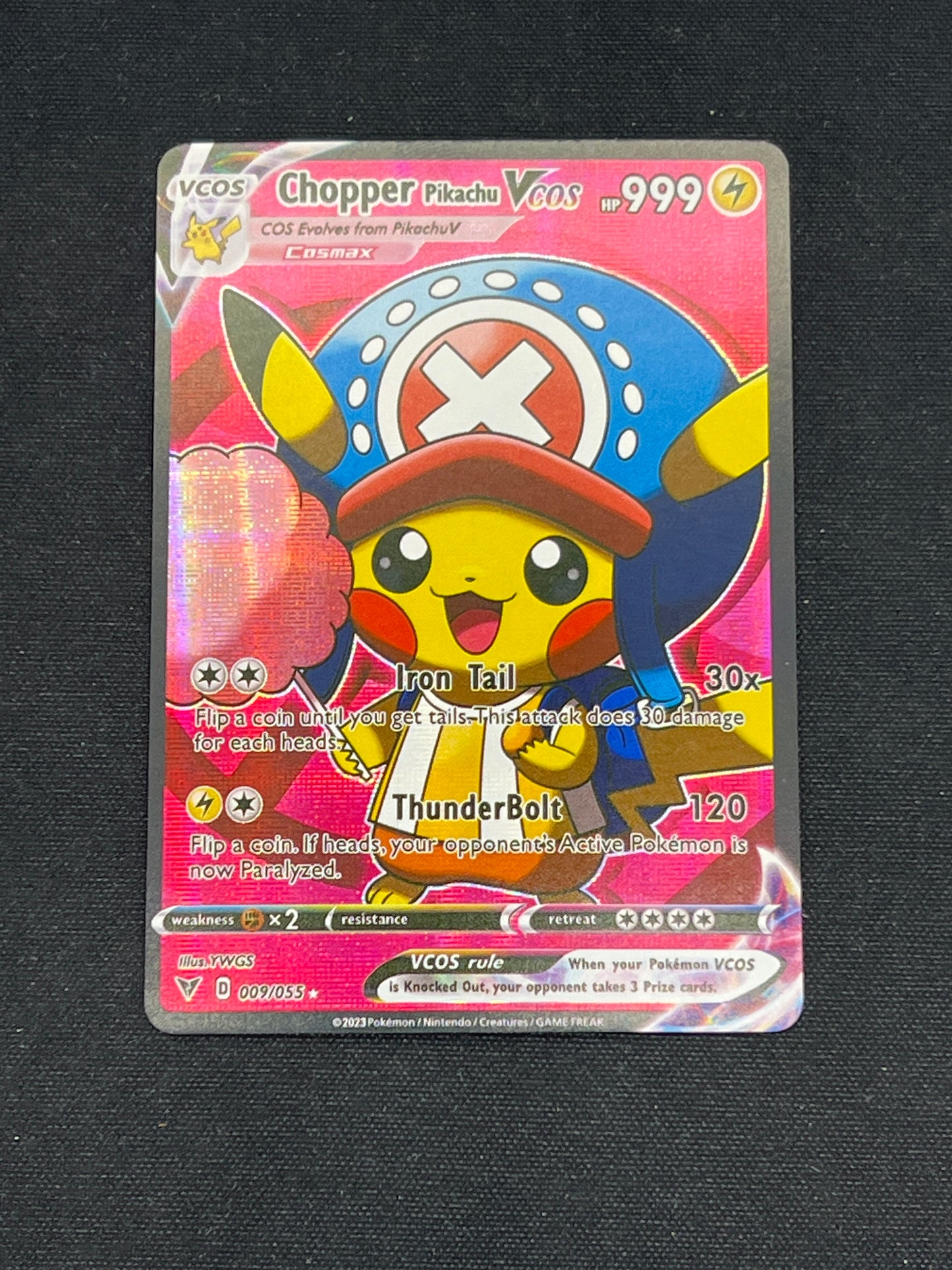 Auction Lot 313: Pokemon CUSTOM Cards Chopper Pikachu VCOS Full Art Condition Vary