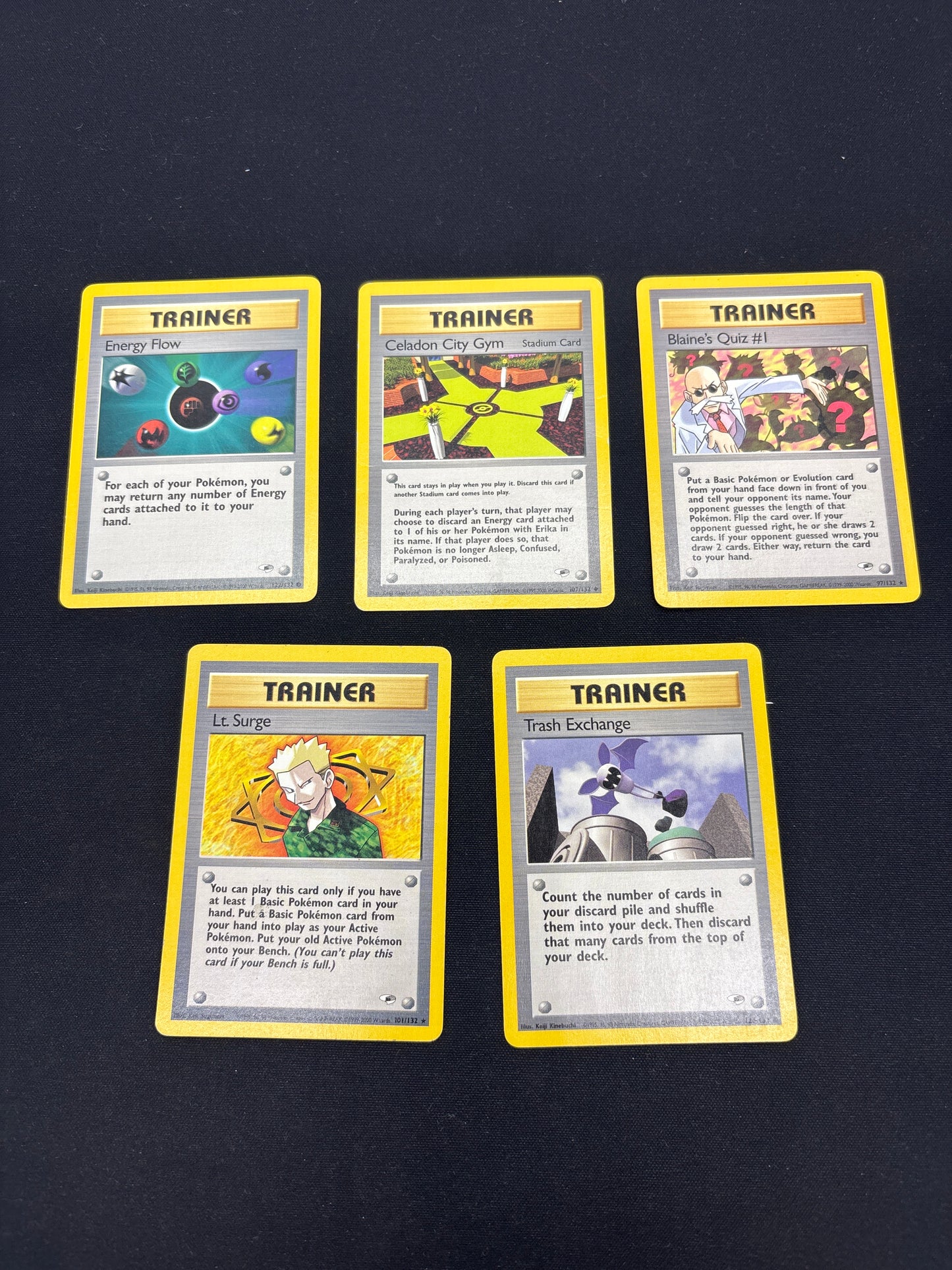 Auction Lot 123: Pokemon Cards Assorted Lot of 5 Gym Heroes Trainers Conditions Vary