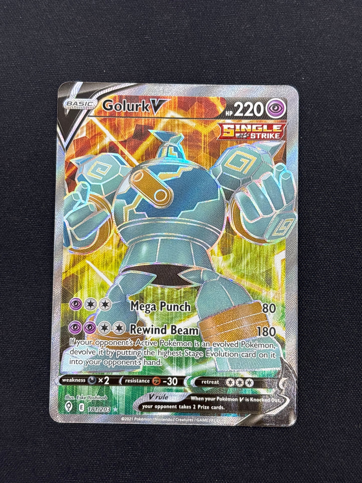 Auction Lot 198: Golurk V Full Art Card Conditions Vary