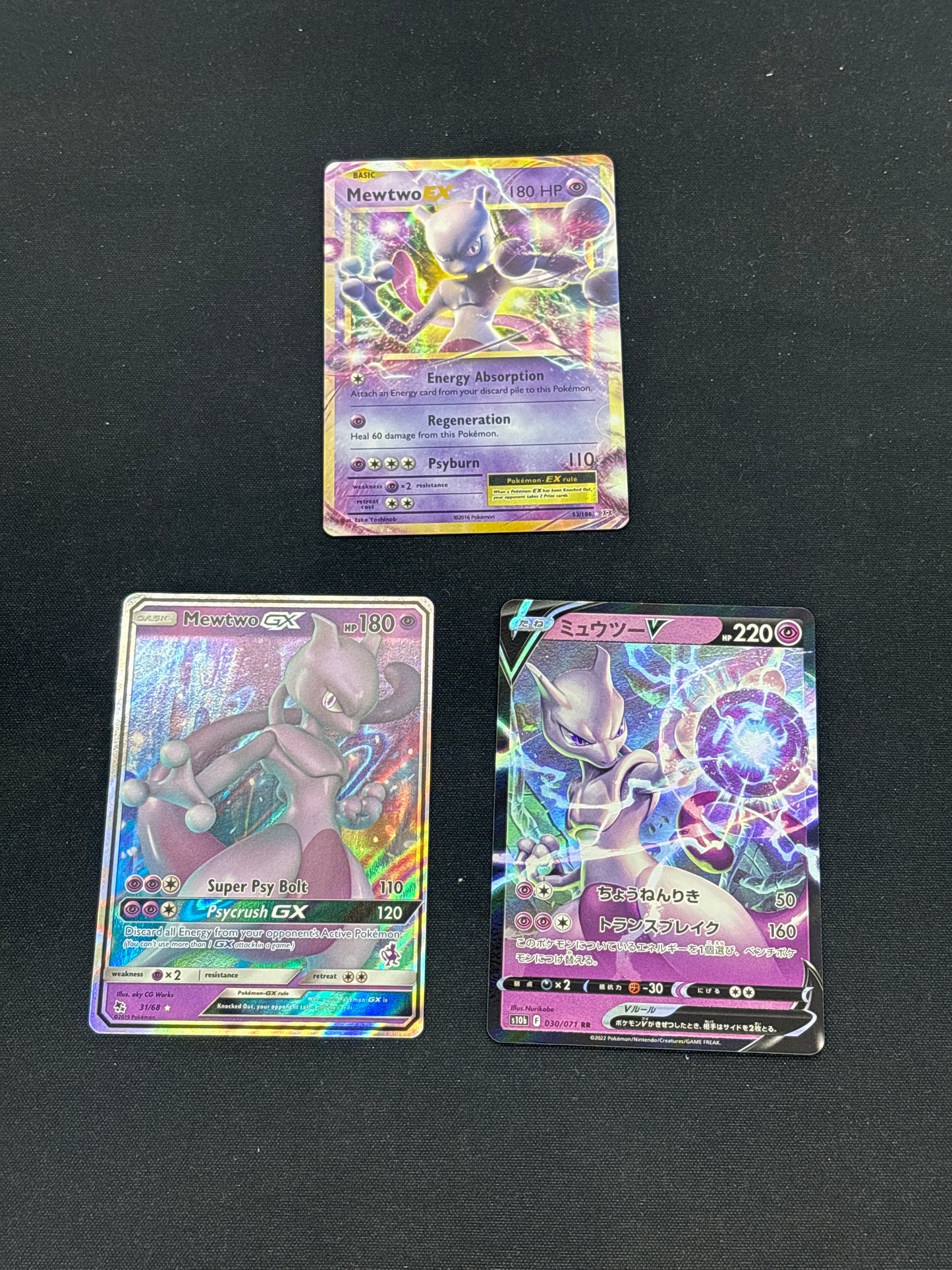 Auction Lot 19: Pokemon Cards Lot of 3 Assorted Mewtwo Ultra Rares Conditions Vary