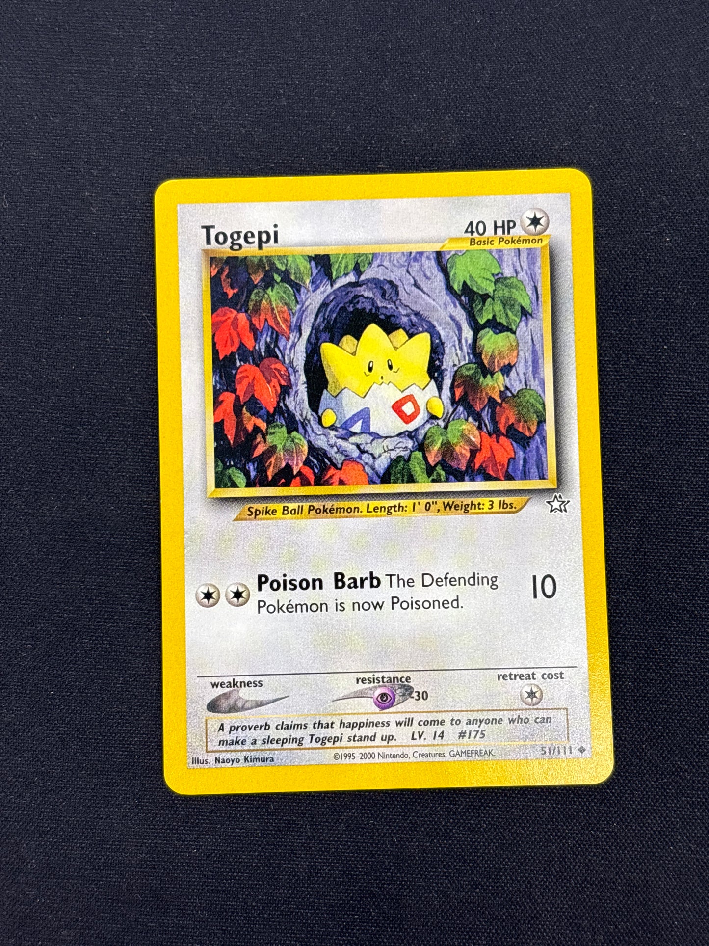 Auction Lot 242: Togepi Neo Genesis Pokemon Card Conditions Vary