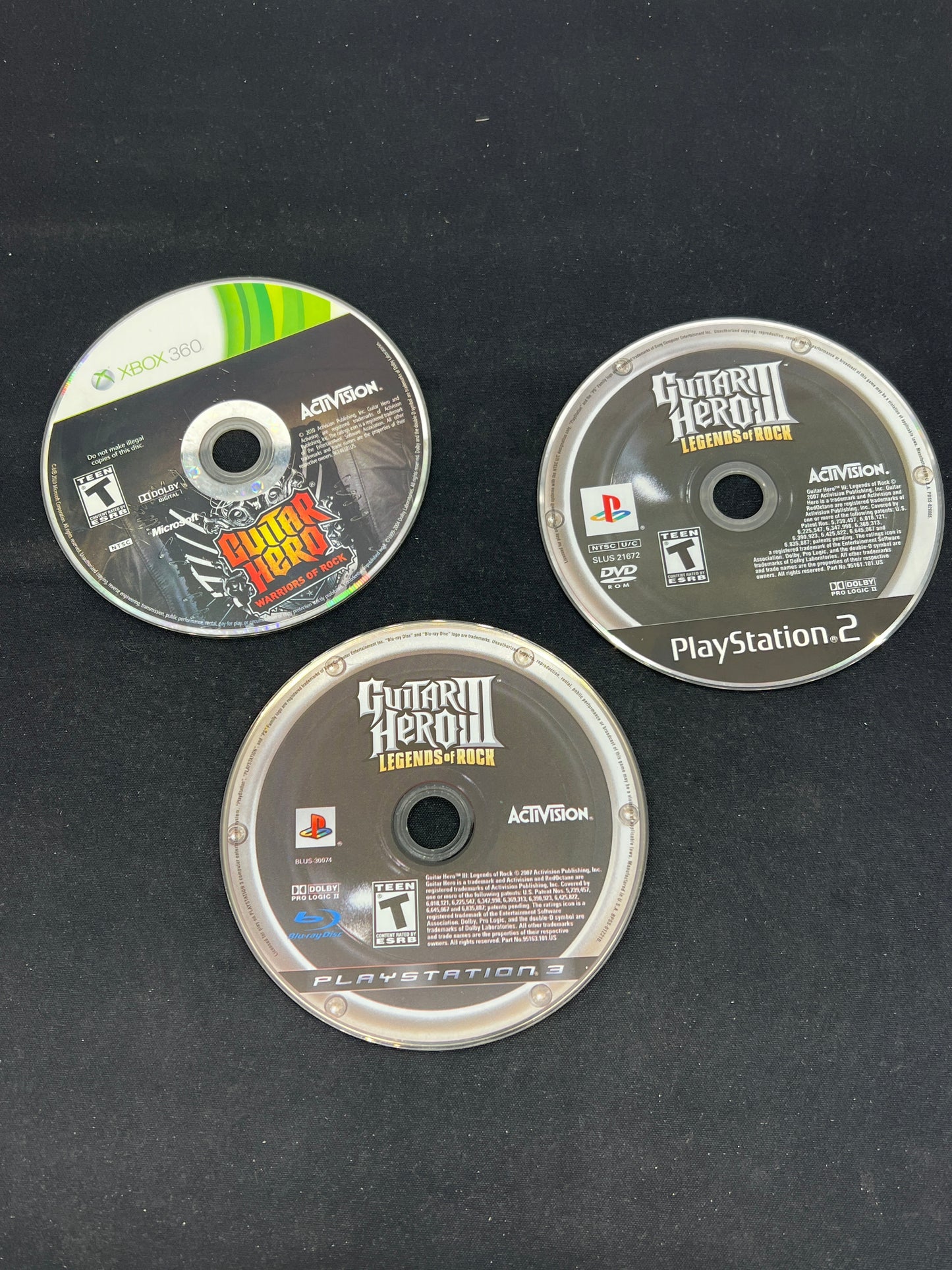 Auction Lot 237: XBOX 360 & Playstation Lot of 3 Assorted Guitar Hero Games Disc Only