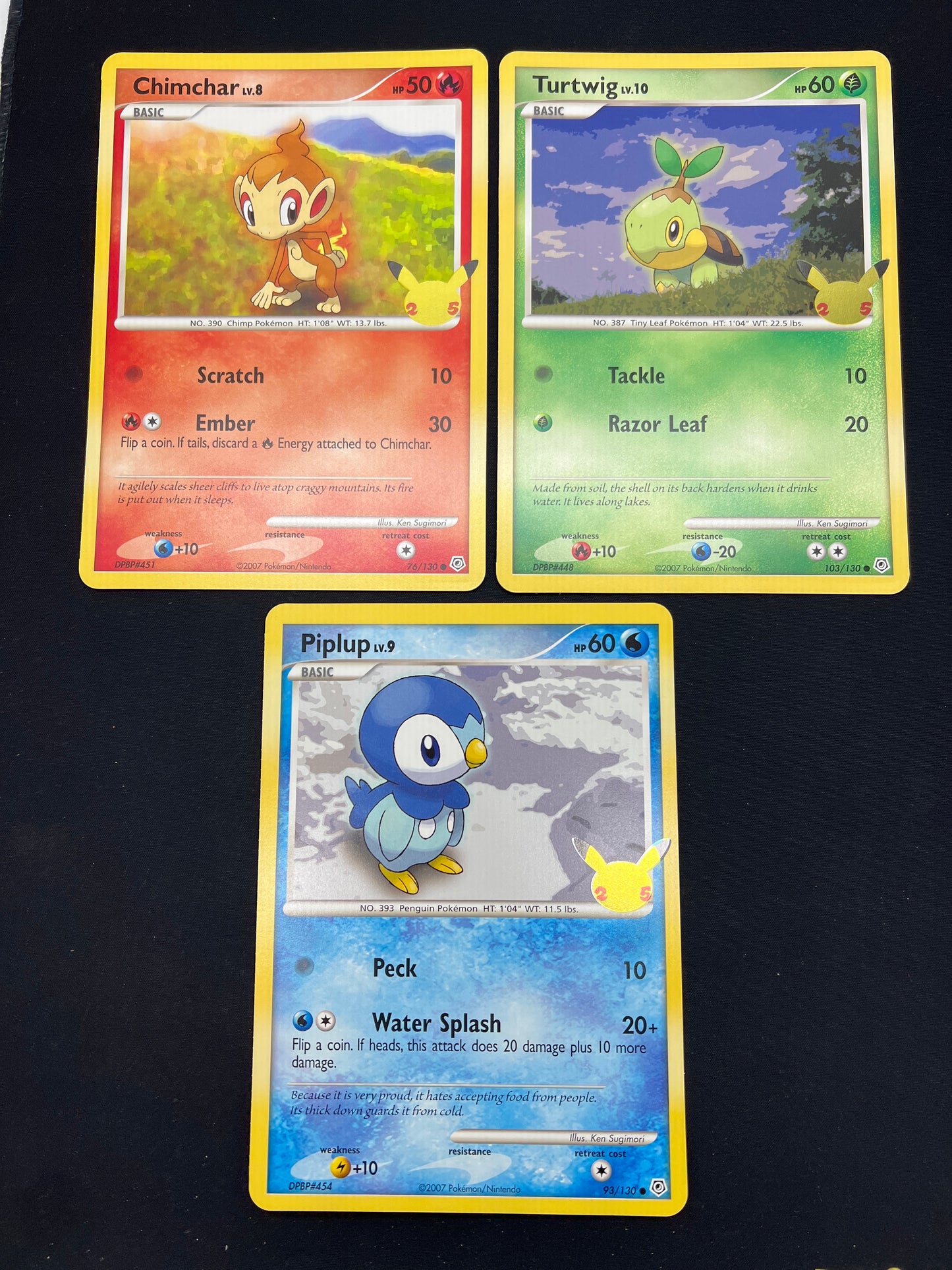 Auction Lot 316: Pokemon Cards Set of 3 Sinnoh Starters Celebrations Jumbo Conditions Vary