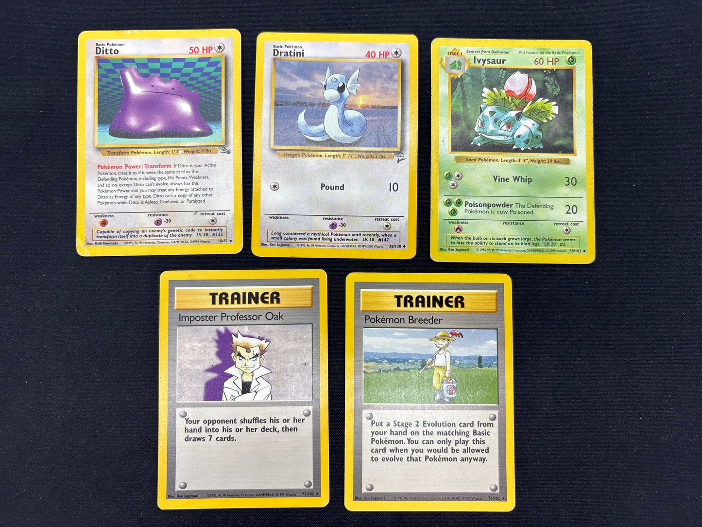 Auction Lot 428: Pokemon Cards Assorted Lot of 5 WOTC Era Commons Uncommons Non Holo Rares Conditions Vary