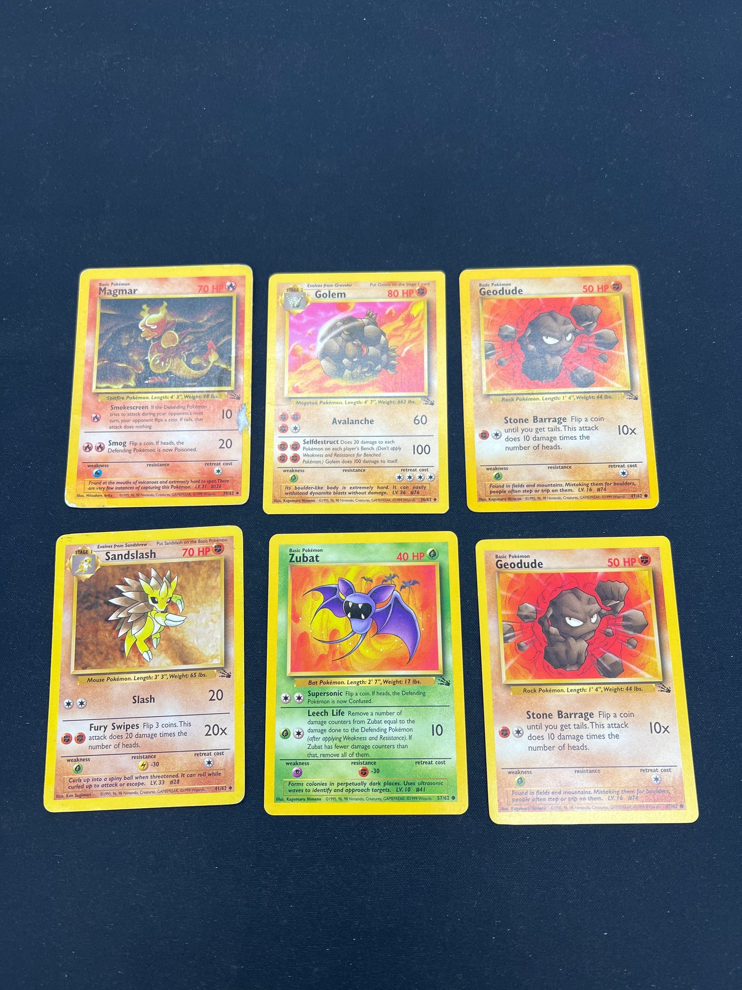 Auction Lot 152: Pokemon Cards Lot of 6 WOTC Fossil Commons Uncommons Conditions Vary