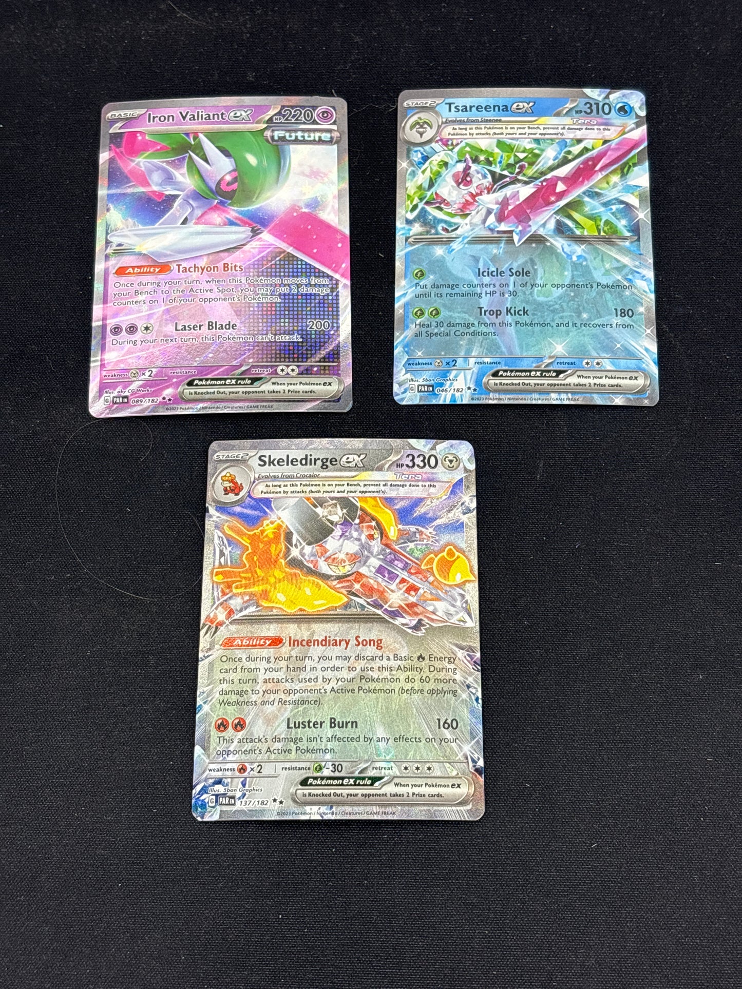 Auction Lot 78: Pokemon Cards Assorted Lot of 3 EXs Paradox Rift Conditions Vary