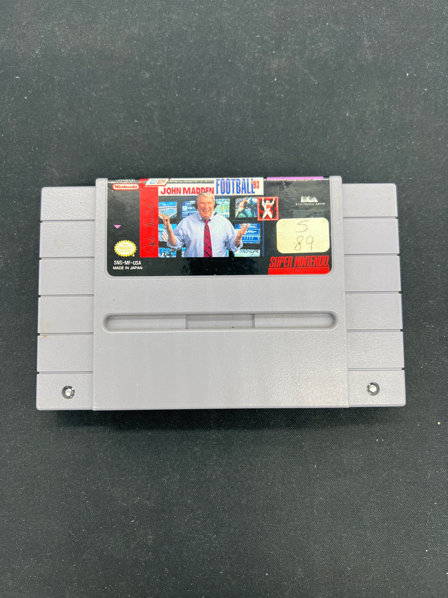 Auction Lot 162: SNES Video Game John Madden Football 93 Loose
