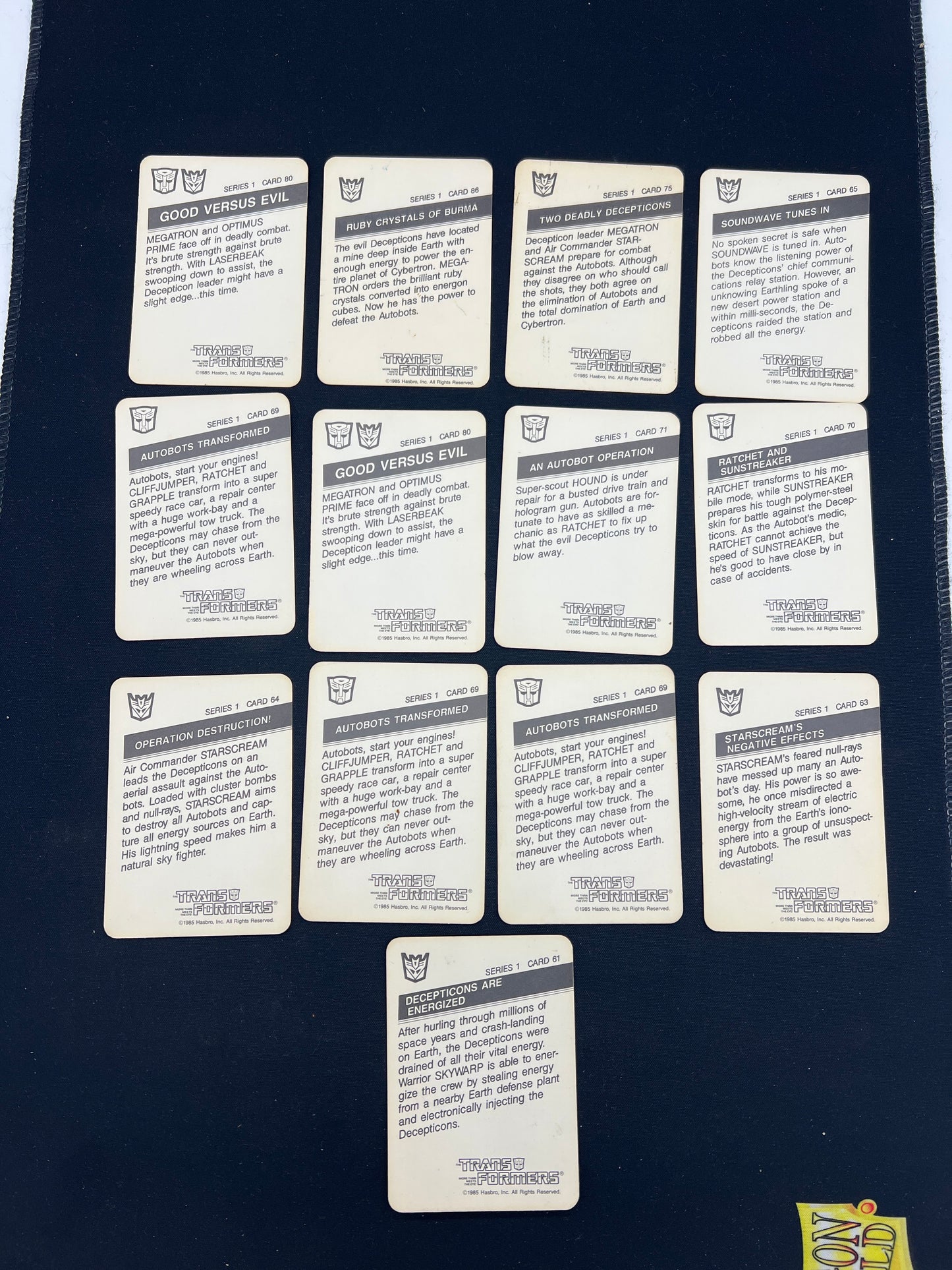 Auction Lot 286: Transformers Series 1 TCG Card Lot 1 Conditions Vary