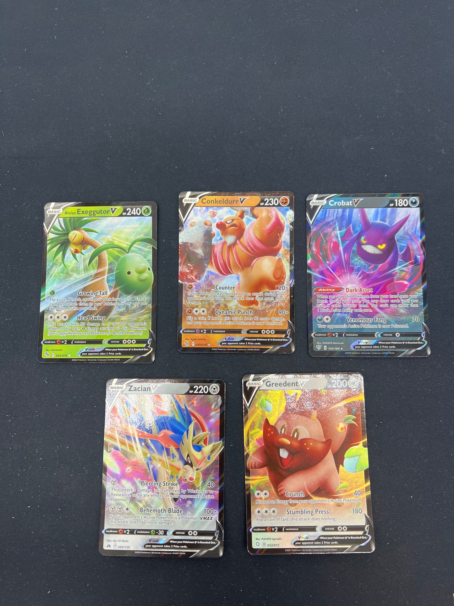 Auction Lot 87: Pokemon Cards Lot of 5 Assorted V Ultra Rares SWSH Conditions Vary