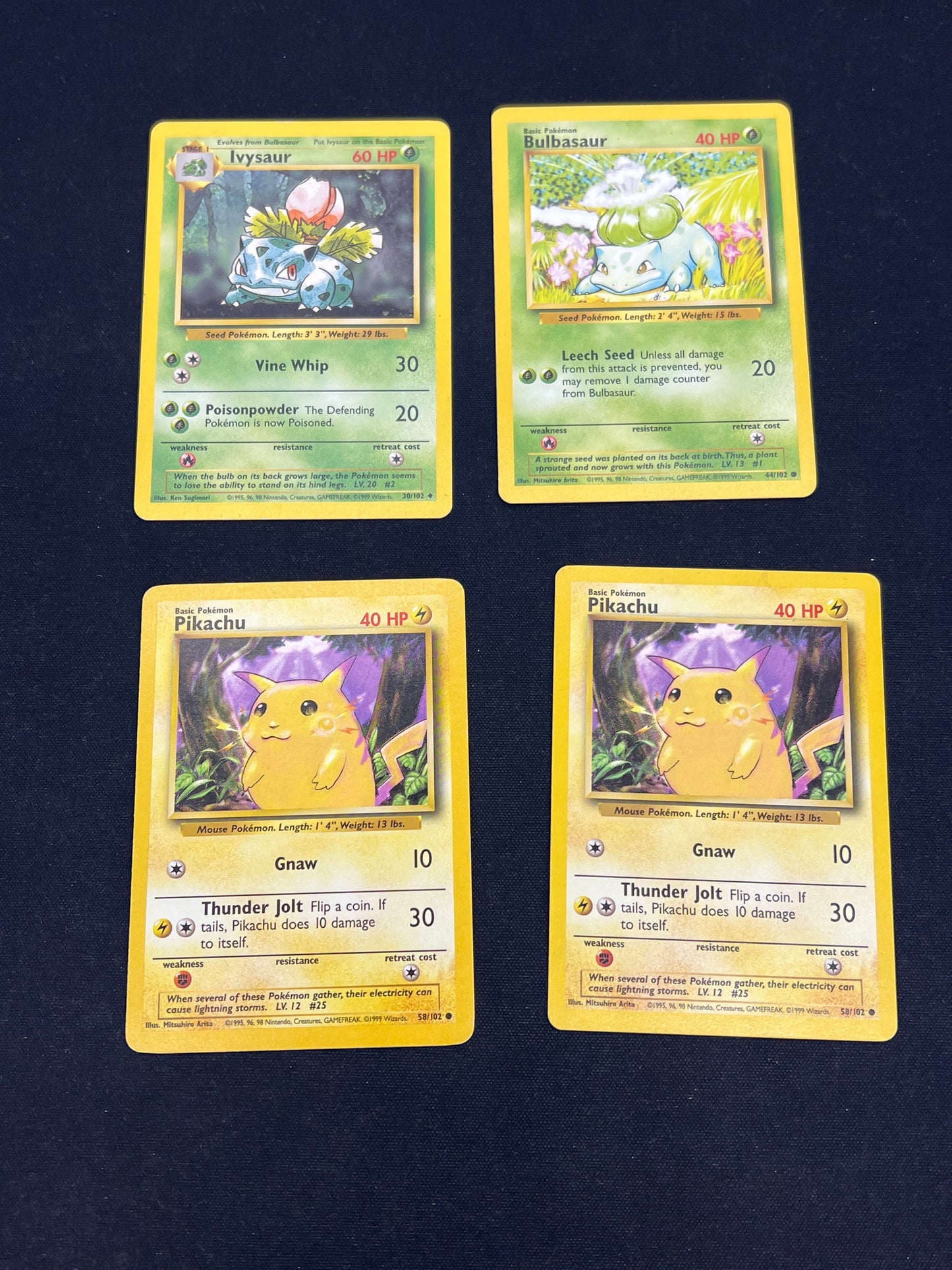 Auction Lot 78: Pokemon Cards Lot of 4 Assorted Base Set Conditions Vary