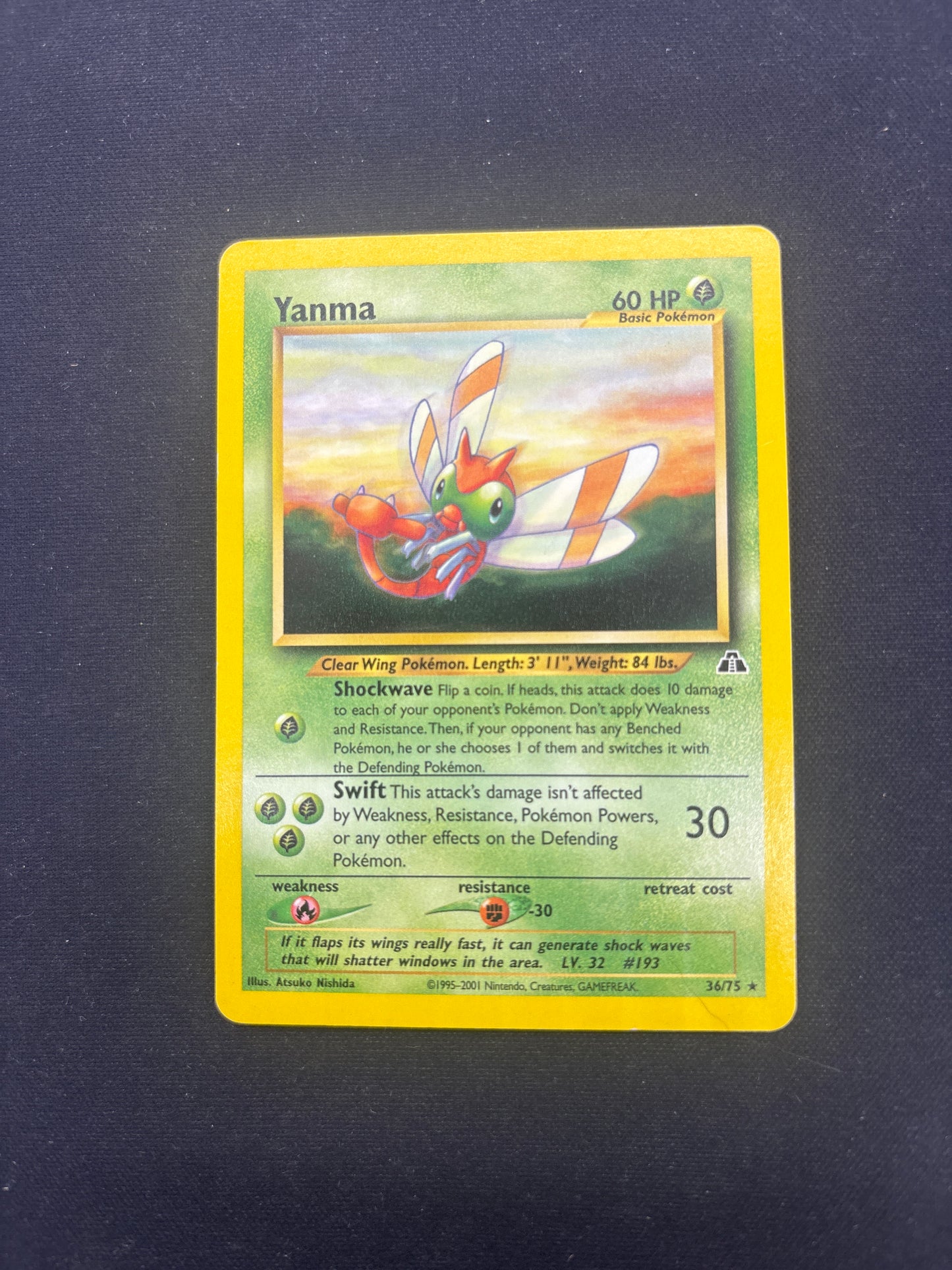 Auction Lot 24: Pokemon Card Yanma Neo Discovery Condition Vary