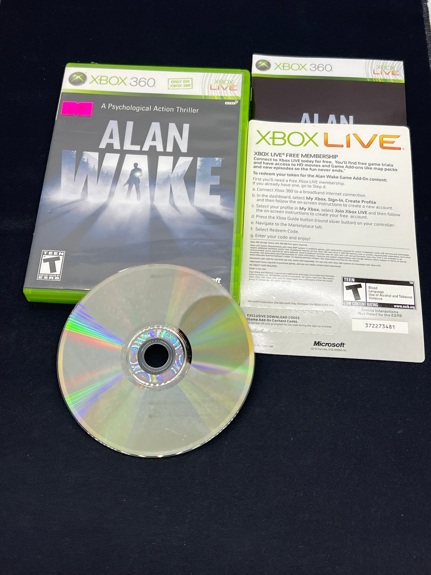 Auction Lot 38: XBOX 360 Video Game Alan Wake CIB
