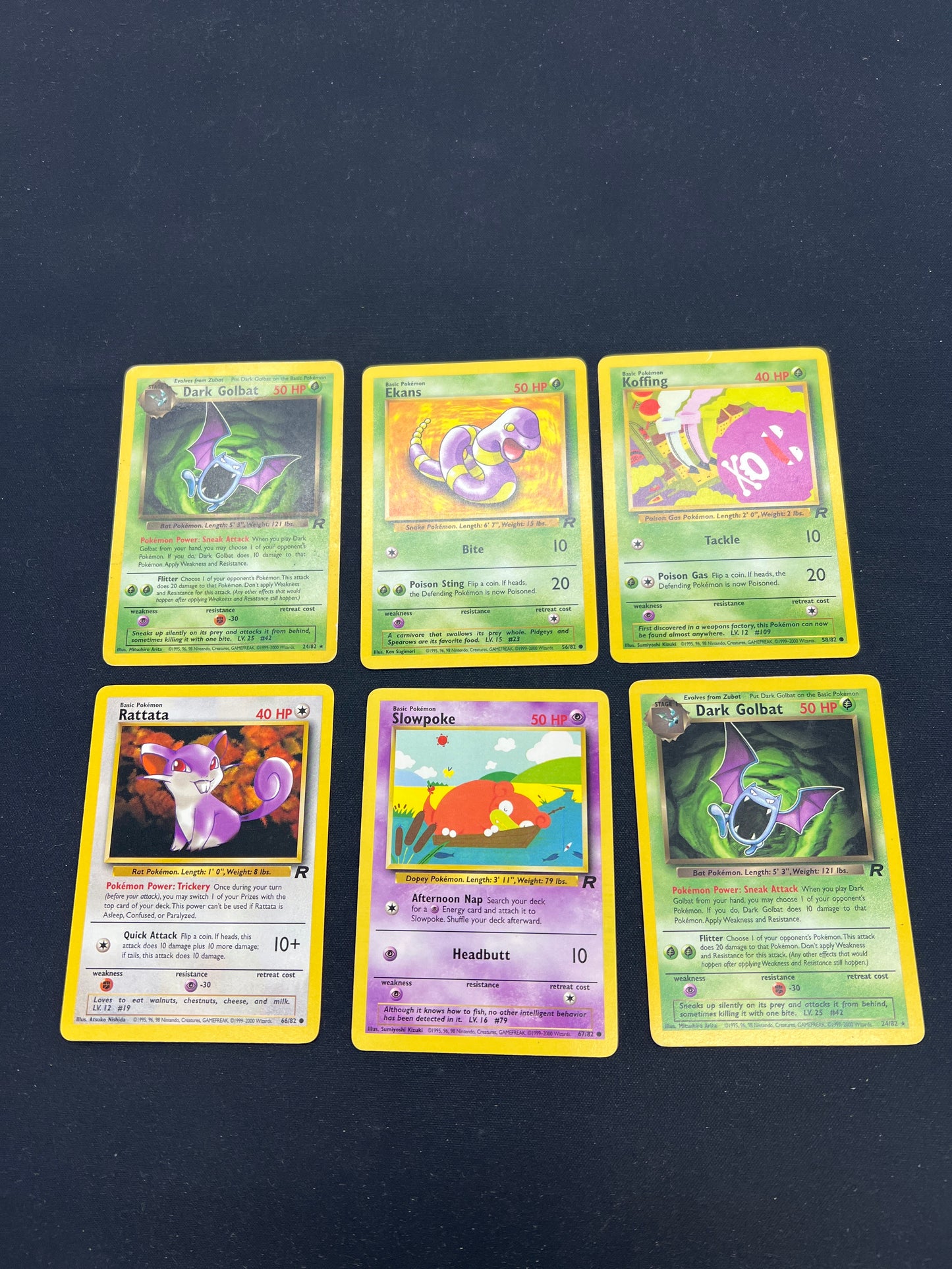 Auction Lot 163: Pokemon Cards Lot of 6 Team Rocket WOTC Non Holo Rares Commons Uncommons Conditions Vary