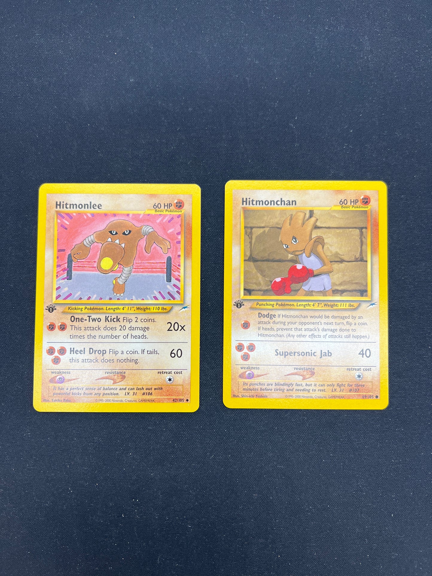 Auction Lot 31: Pokemon Cards Hitmonlee & Hitmonchan 1st Edition Neo Discovery Conditions Vary