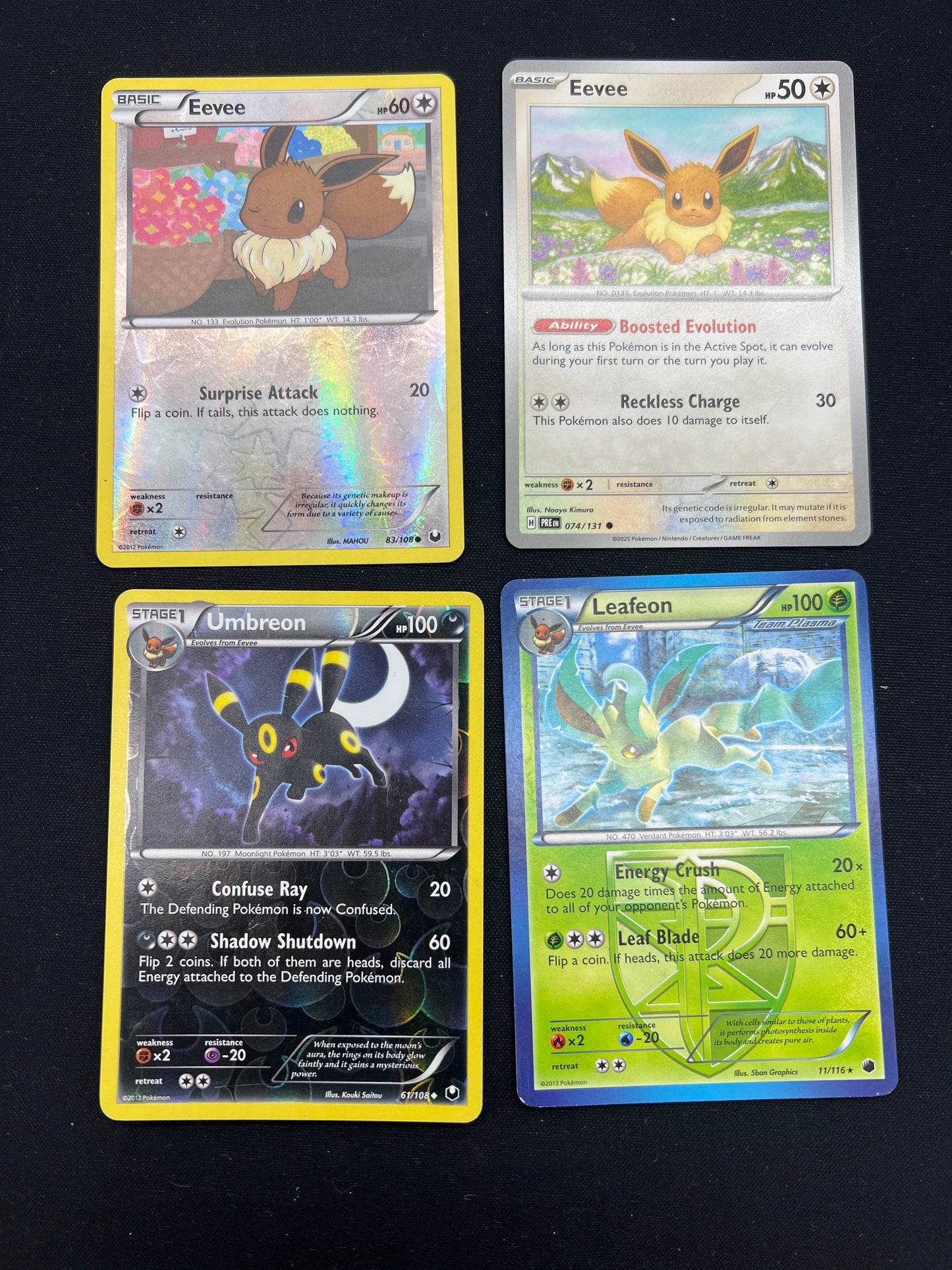 Auction Lot 28: Pokemon Cards Lot of 4 Assorted Eeveelutions Reverse Holos Conditions Vary