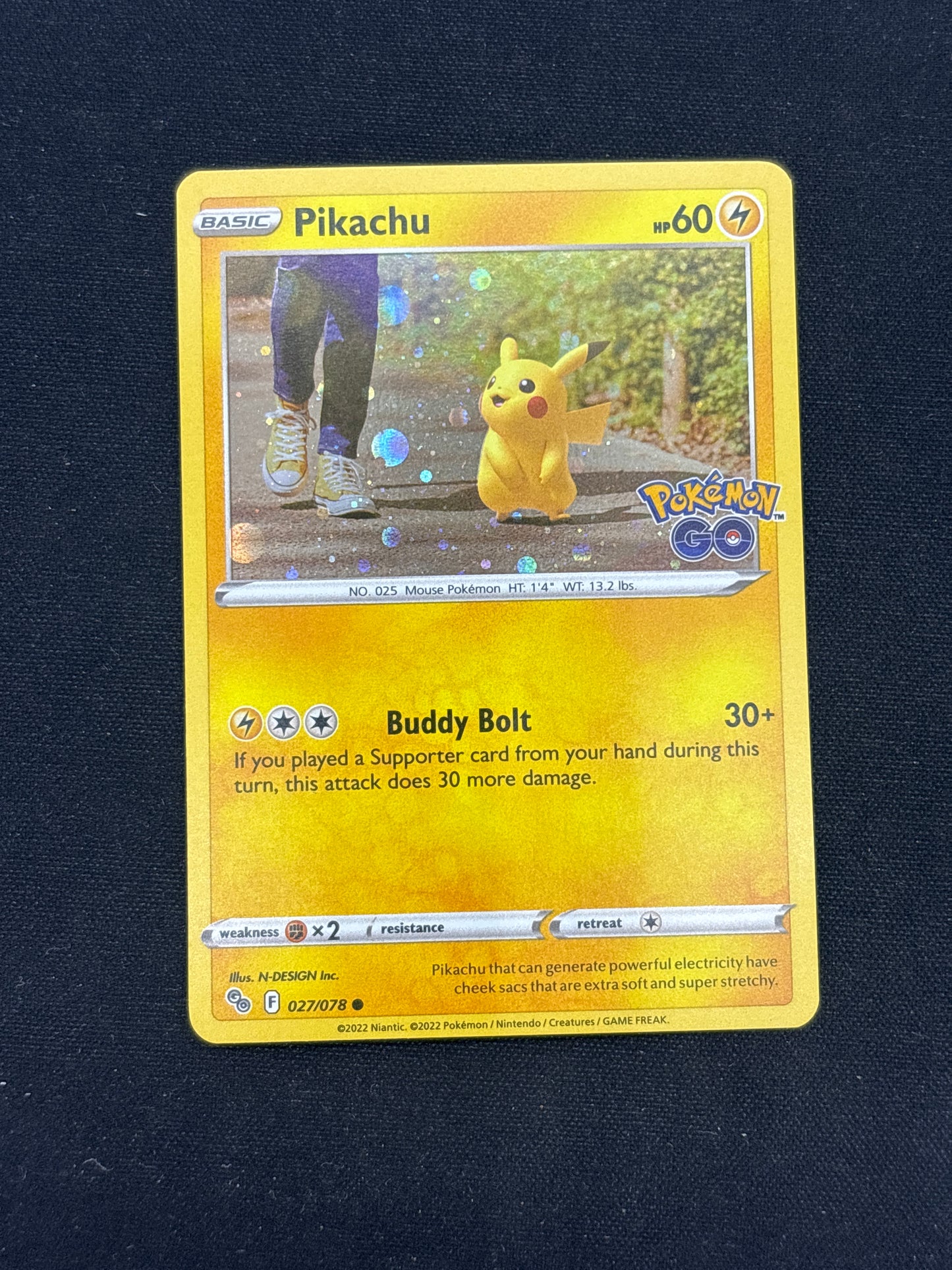 Auction Lot 56: Pokemon Cards Pikachu Cosmo Holo Stamped Pokemon GO Conditions Vary