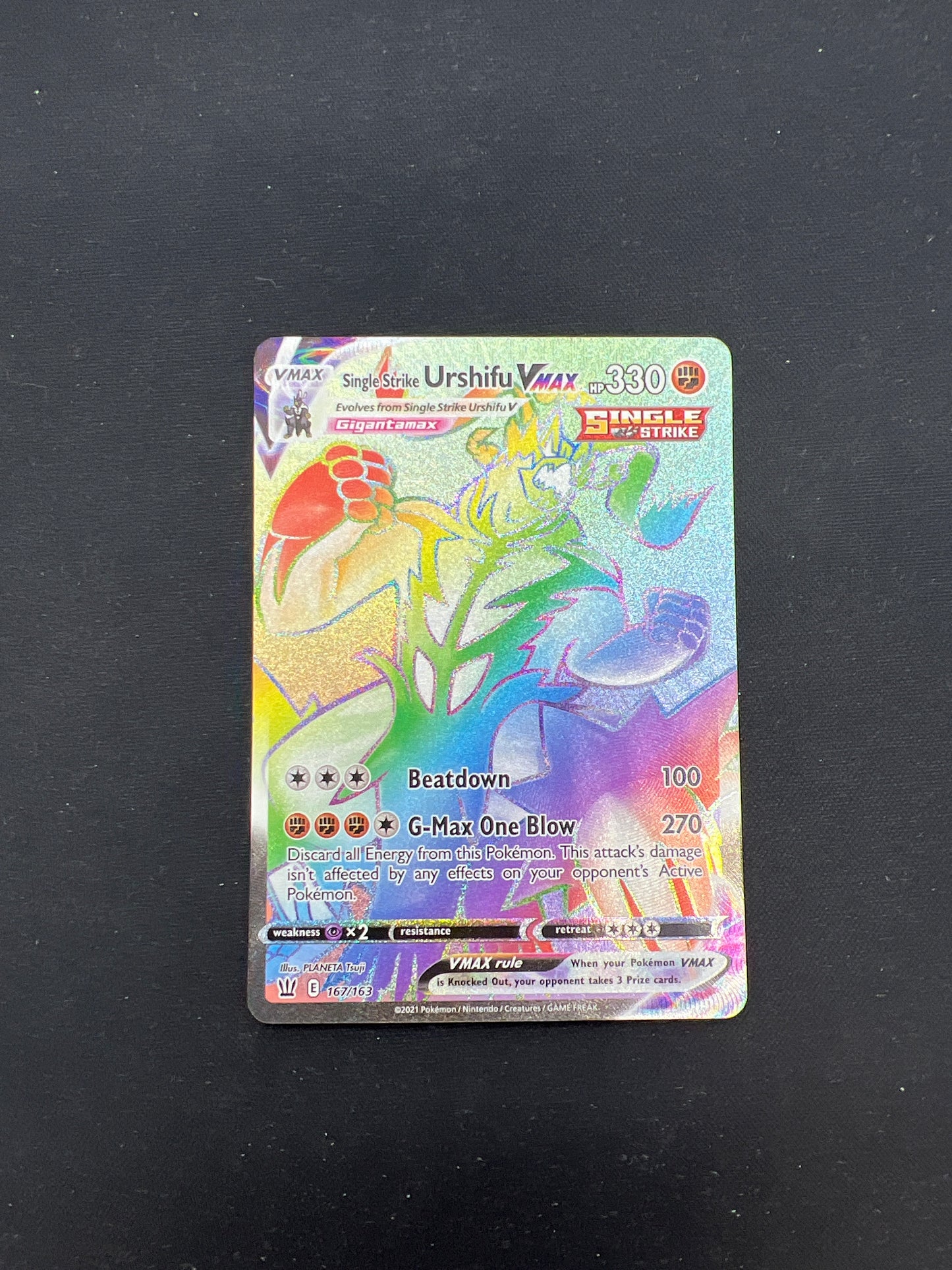 Auction Lot 201: Pokemon Cards Single Strike Urshifu VMAX Rainbow Rare Condition Vary