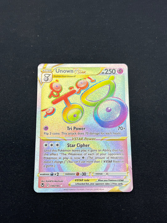 Auction Lot 334: Pokemon Cards Unown VSTAR Rainbow Rare Silver Tempest Condition Vary