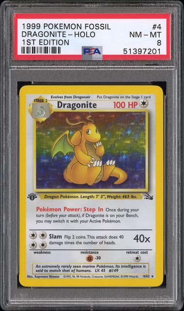 Dragonite Fossil 1st Ed Psa 8