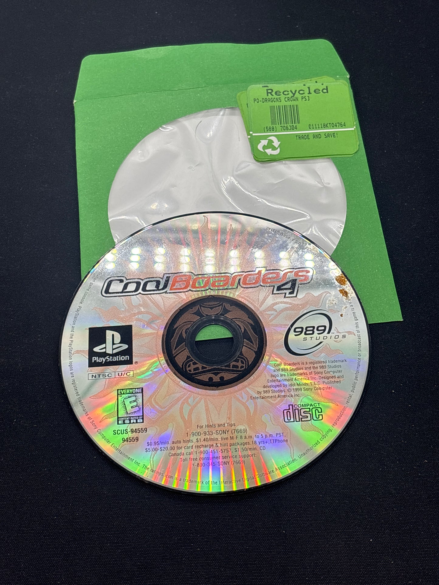 Auction Lot 391: PS1 Cool Boarders 4 Disc Only