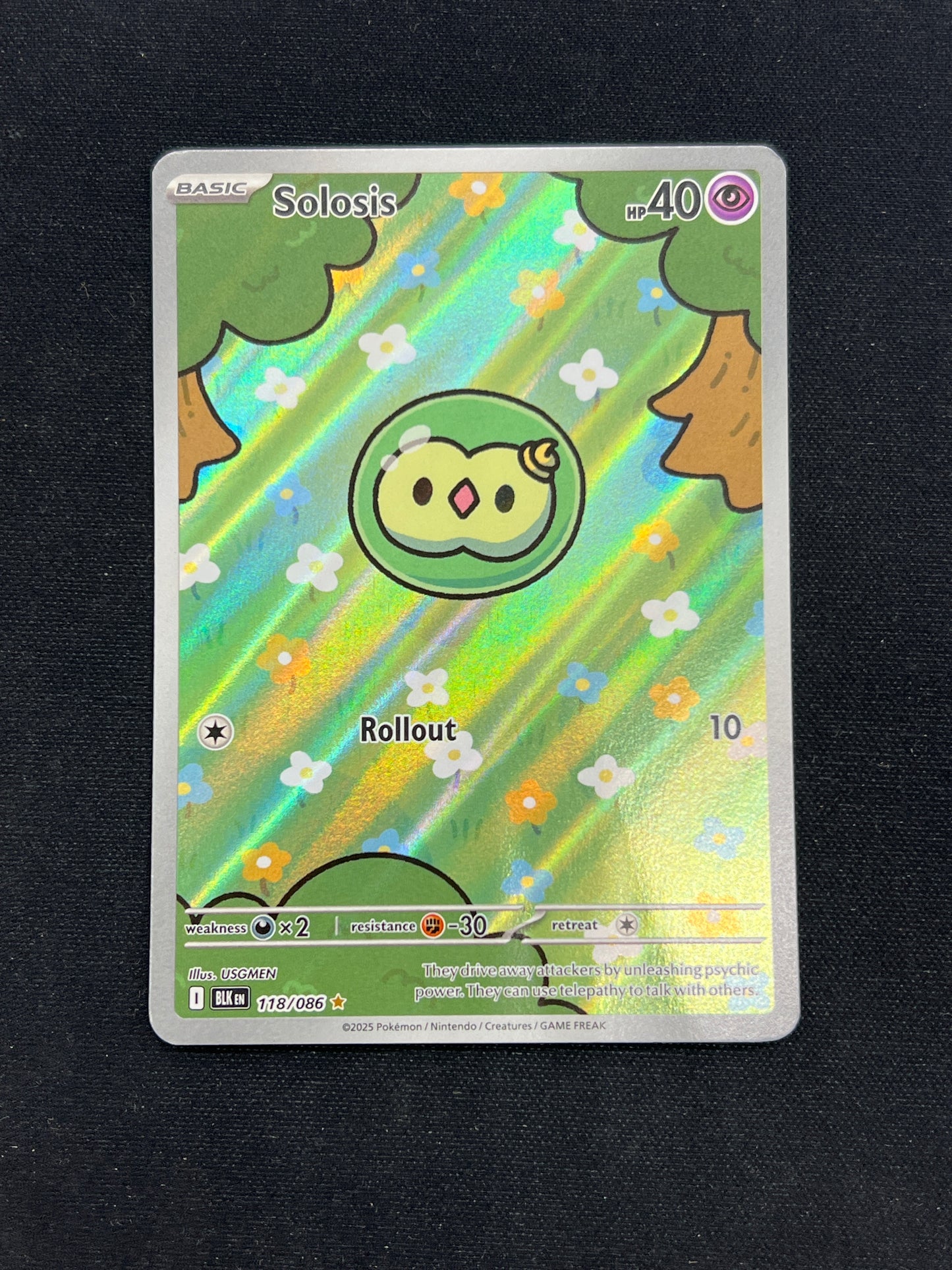 Auction Lot 435: Pokemon Cards Solosis "Booger Mew" Illustration Rare Black Bolt Condition Vary