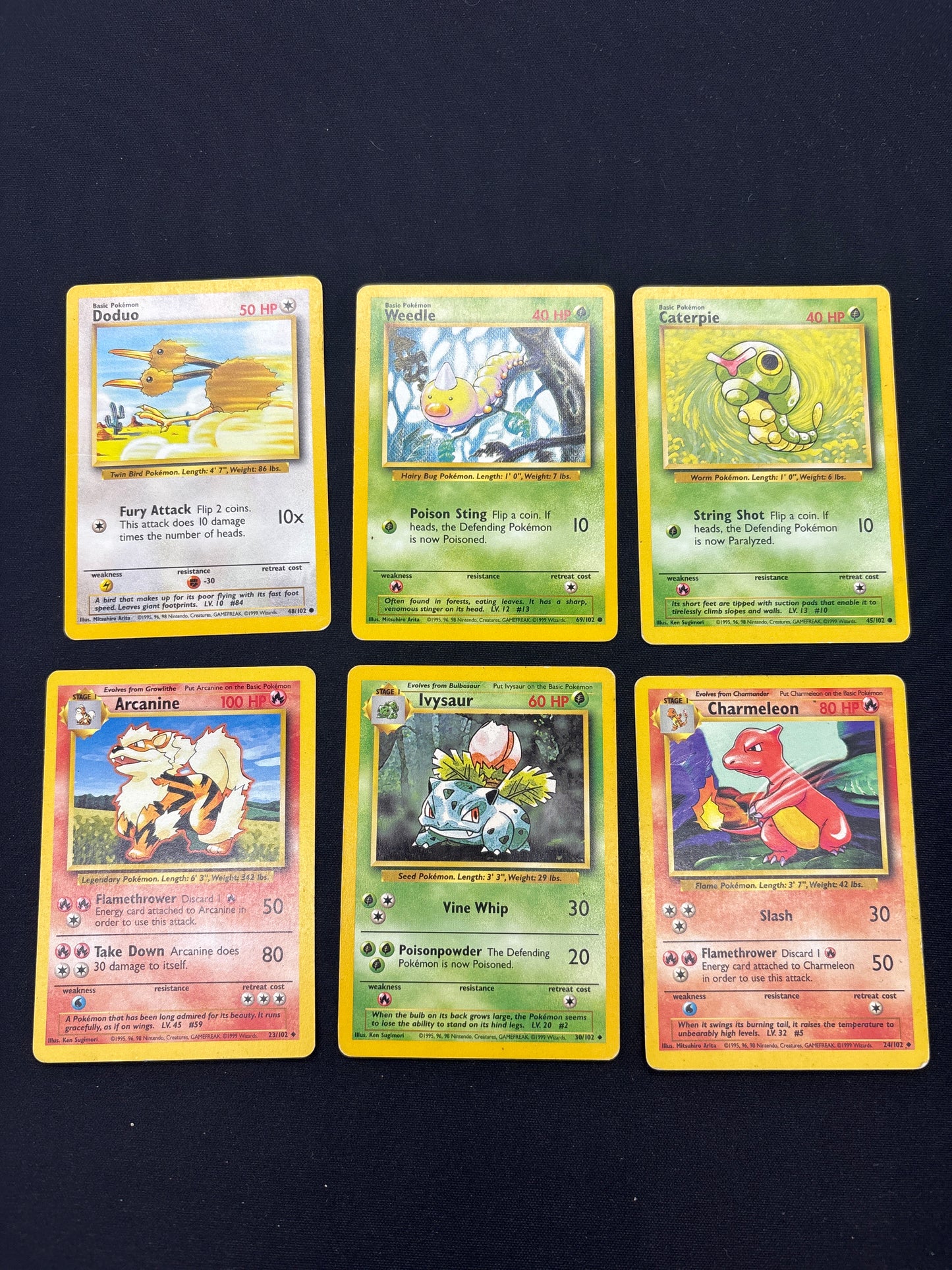 Auction Lot 255: Pokemon Cards Lot of 6 Assorted Base Set Conditions Vary