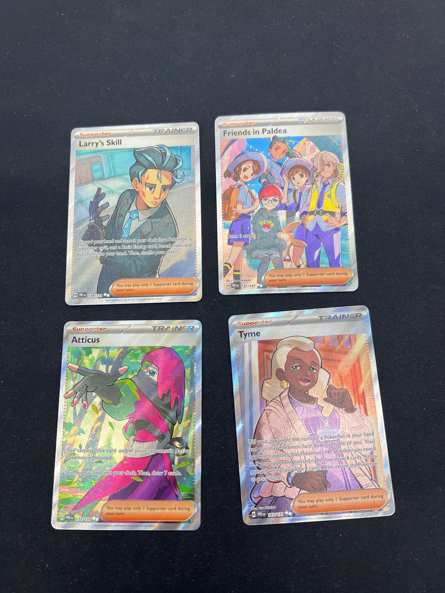 Auction Lot 322: Pokemon Cards Assorted Lot of 4 Prismatic Evolutions Full Art Trainers Conditions Vary