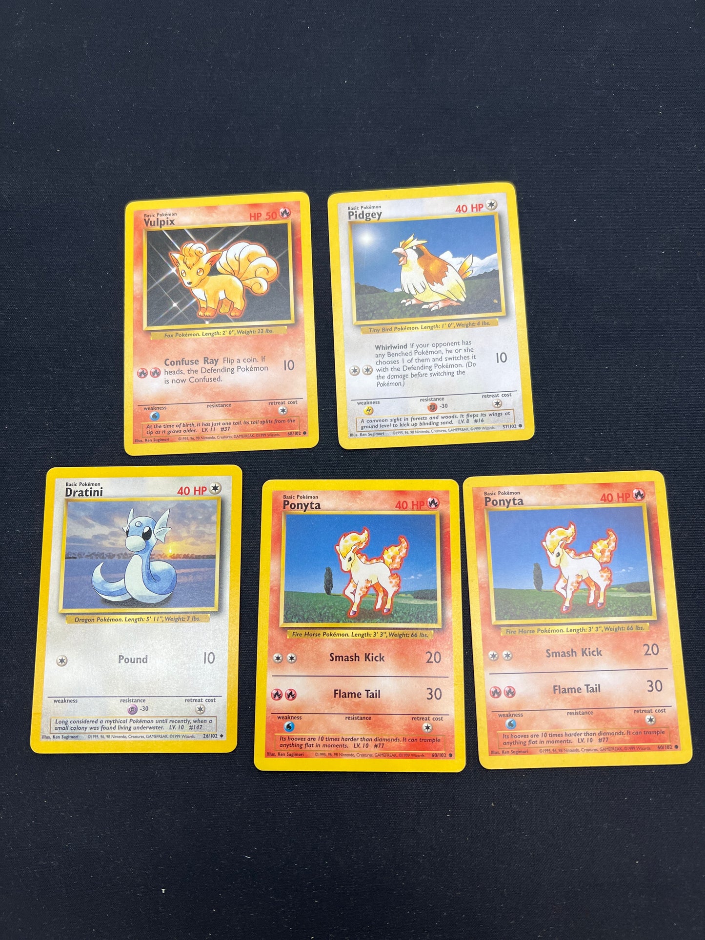 Auction Lot 98: Pokemon Cards Assorted Lot of 5 Base Set Commons Uncommons Conditions Vary