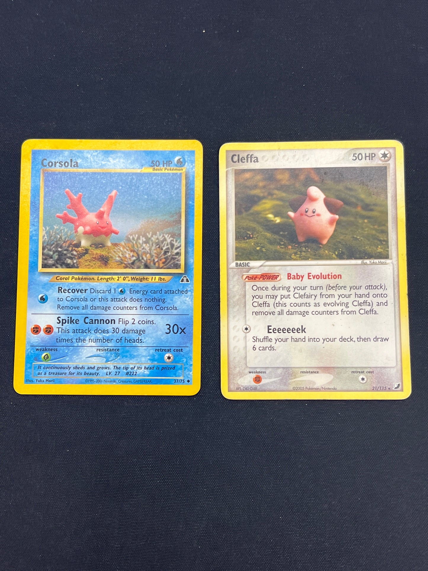 Auction Lot 288: Pokemon Cards Lot of 2 Cleffa Corsola Yuka Morii Common Uncommons Conditions Vary