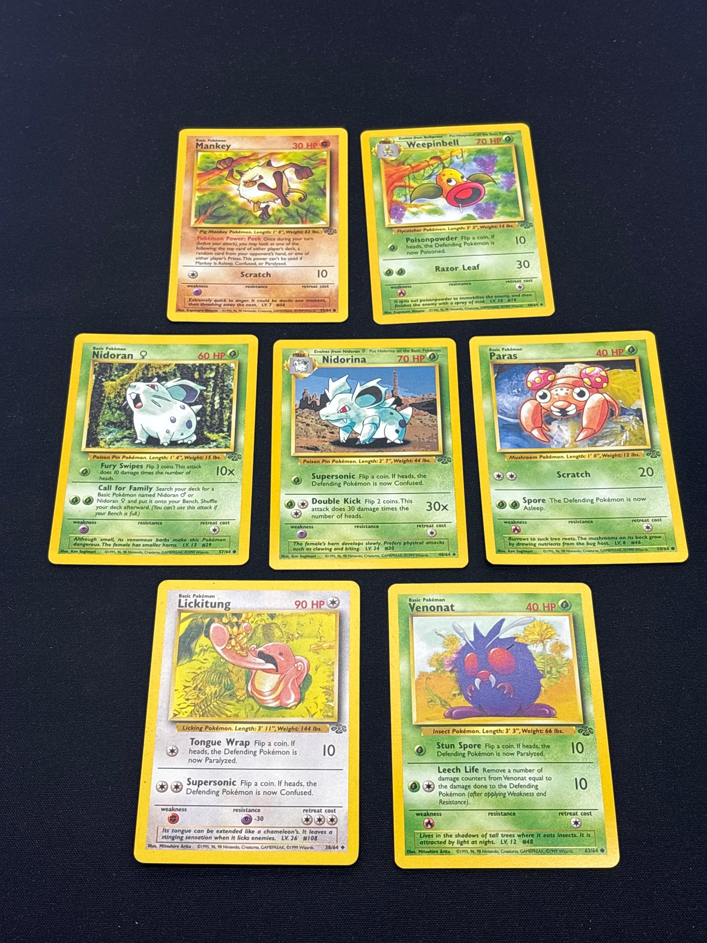 Auction Lot 87: Pokemon Cards Lot of 7 WOTC Jungle Commons Conditions Vary