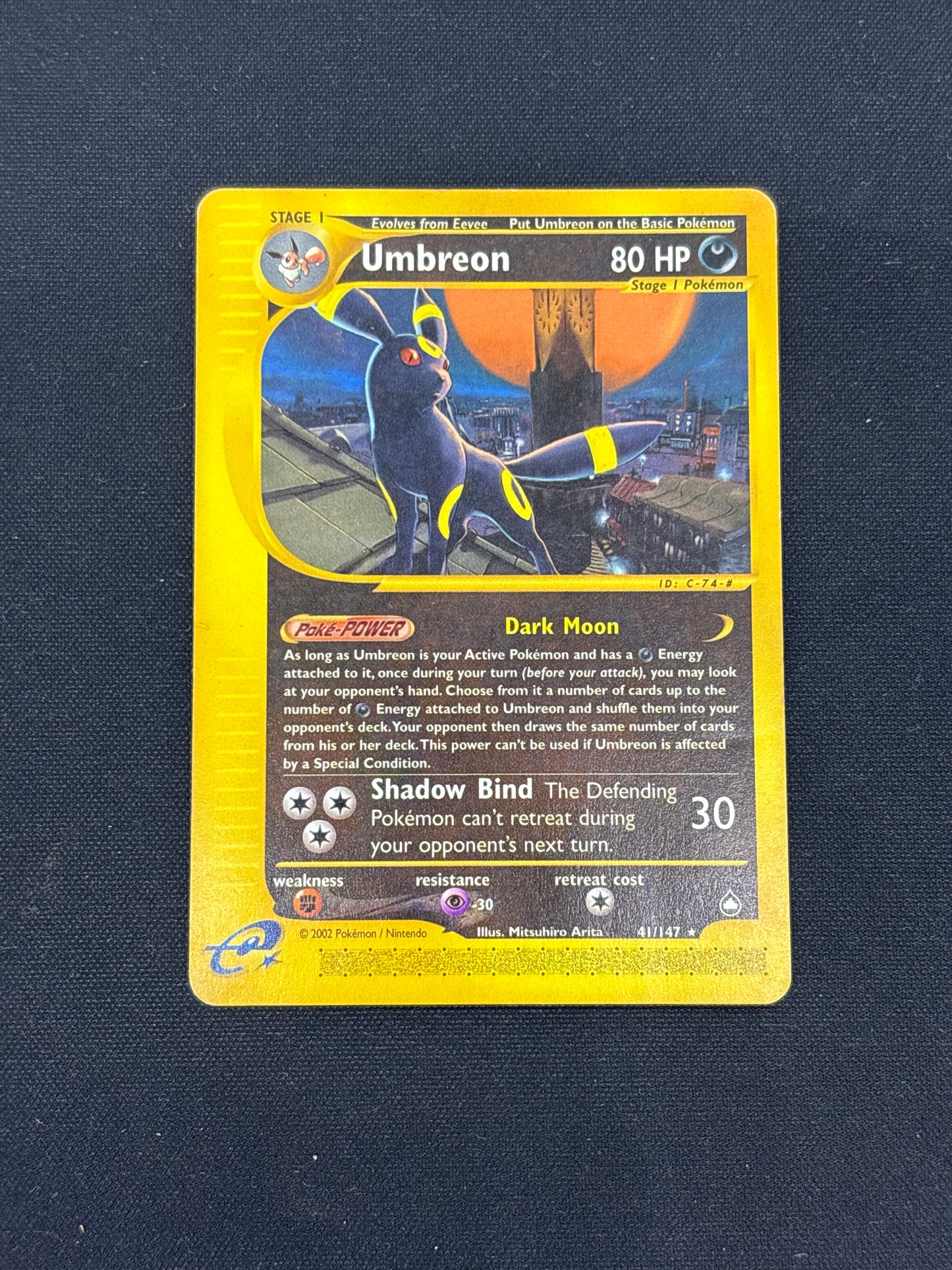 Auction Lot 2: Umbreon Non Holo Rare Pokemon Aquapolis Card Conditions Vary