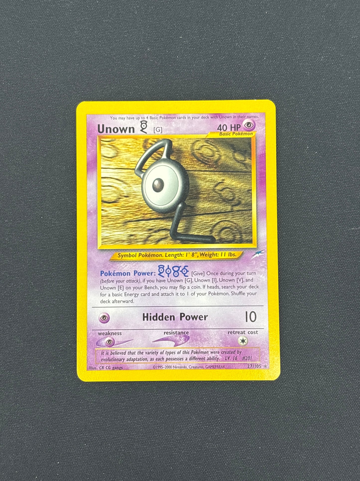 Auction Lot 14: Unown G Pokemon Neo Destiny Card Conditions Vary