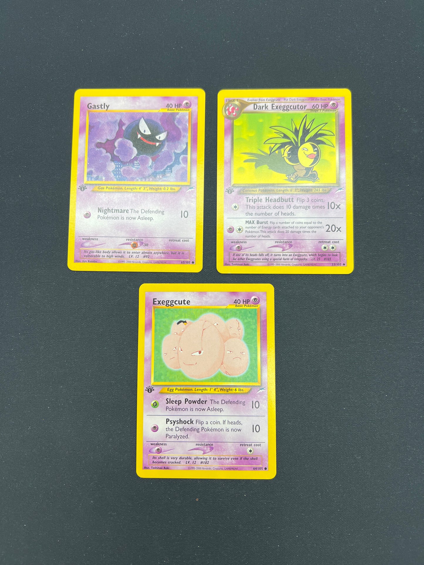 Auction Lot 11: Pokemon Cards Lot of 3 Assorted Psychic Types 1st Edition Neo Destiny Conditions Vary
