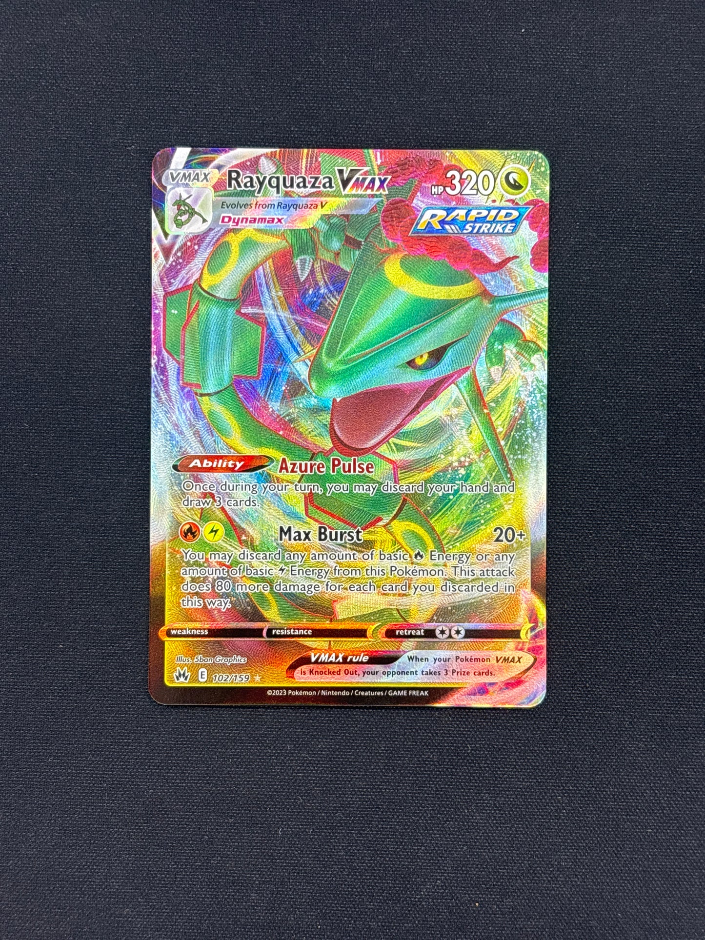 Auction Lot 265: Pokemon Rayquaza VMAX Full Art Card Conditions Vary