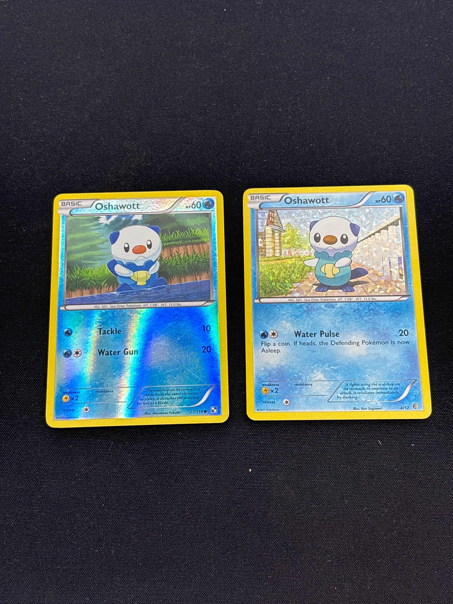 Auction Lot 151: Pokemon Cards Lot of 2 Oshawott Reverse Holo Holo Rare Conditions Vary