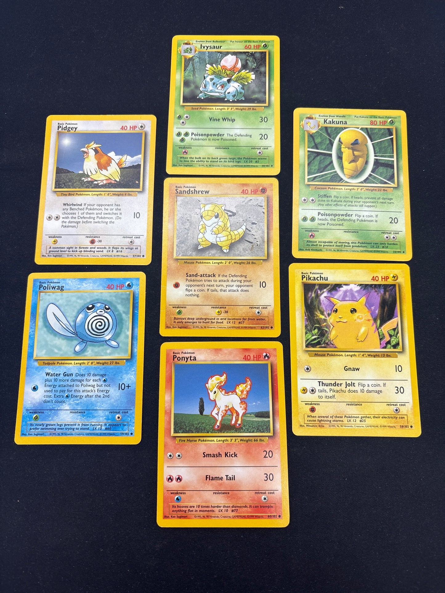 Auction Lot 149: Pokemon Cards Lot of 7 WOTC Base Set Commons Uncommons Conditions Vary