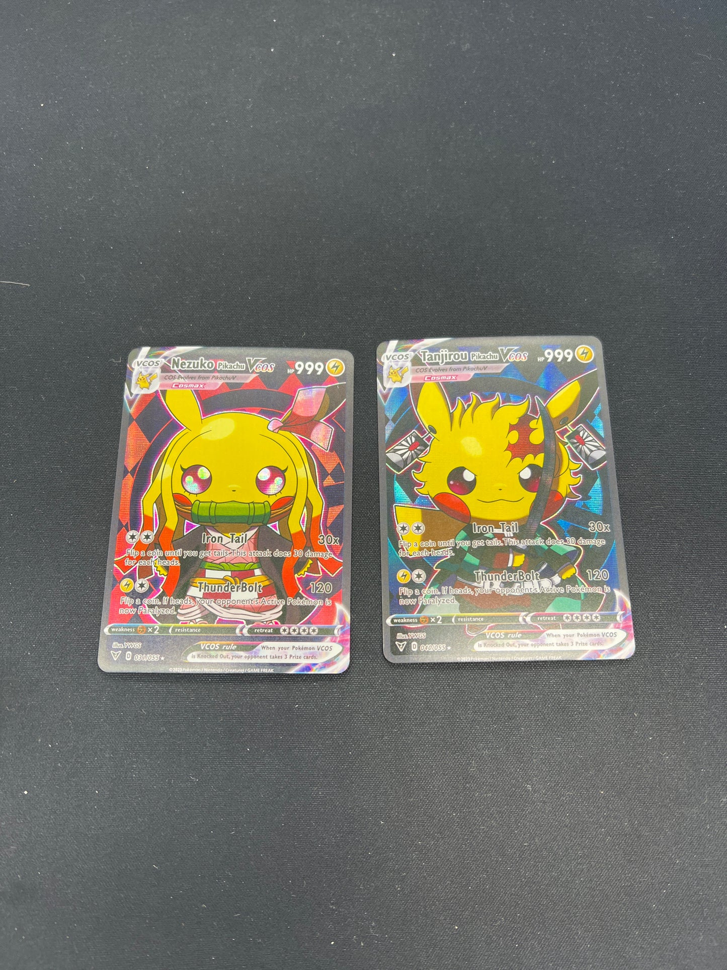 Auction Lot 163: Pokemon Cards CUSTOM Lot of 2 Nezuko & Tanjiro Pikachu Poncho Conditions Vary