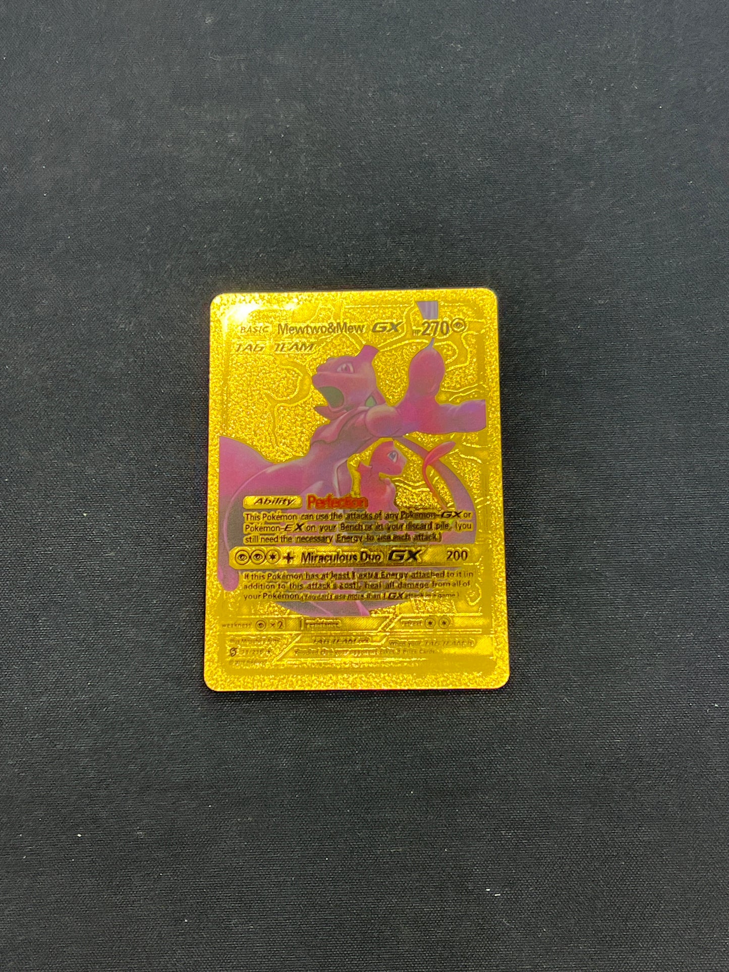 Auction Lot 253: Pokemon Cards CUSTOM Gold Mewtwo & Mew Tag Team